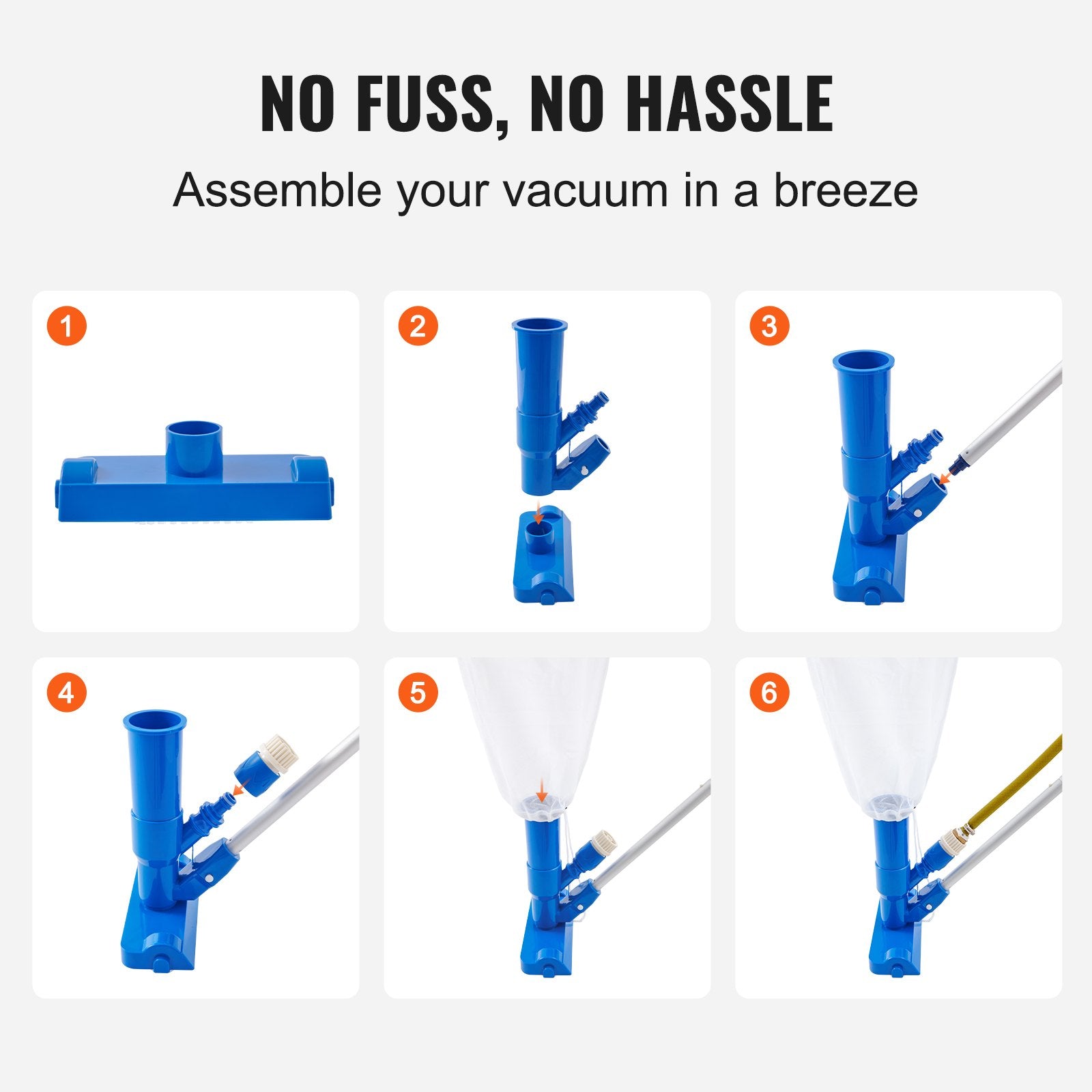 Compact Handheld Pool Vacuum Cleaner with 3 Brushes & 56" Pole for Efficient Cleaning of Above Ground Pools, Spas, Ponds, and Fountains