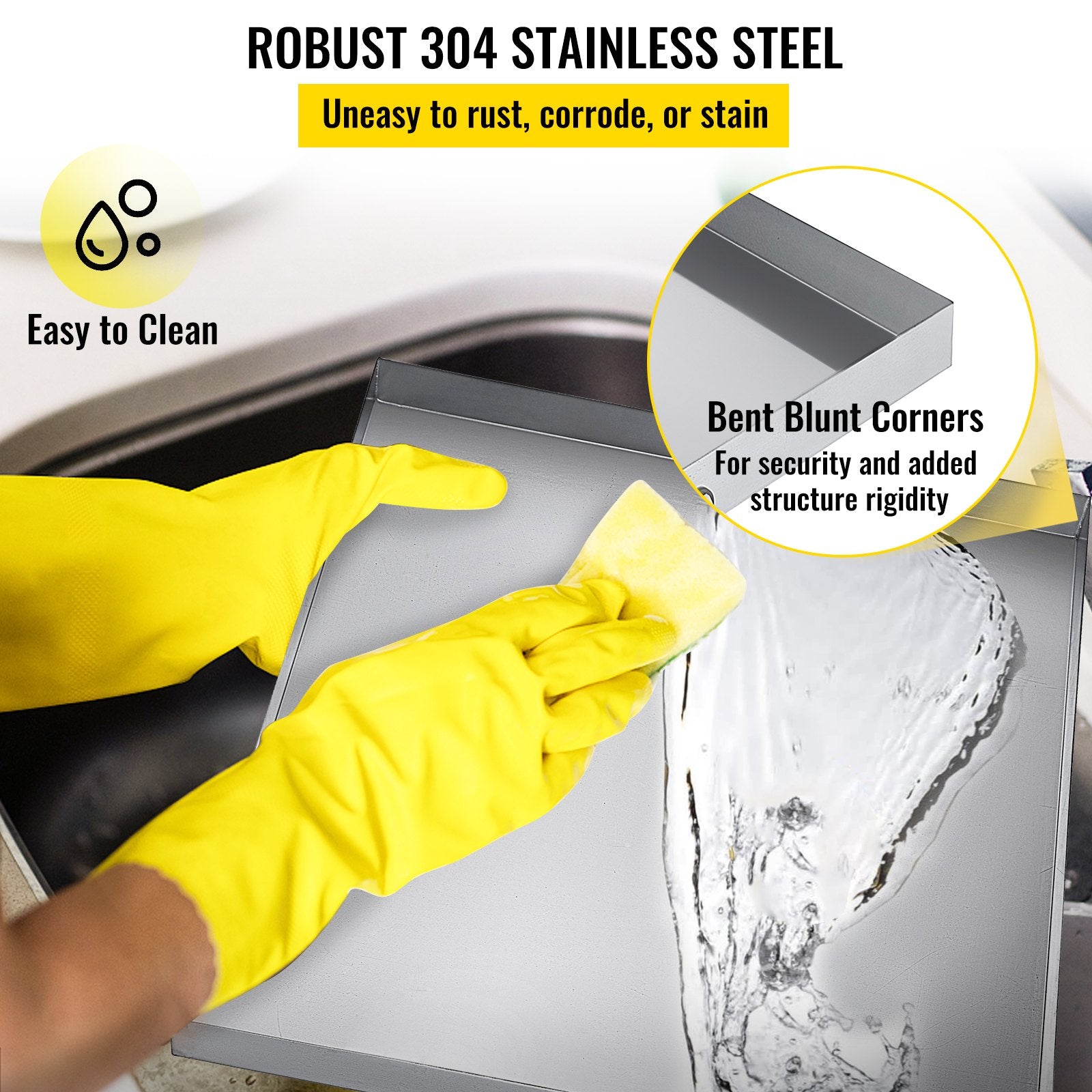 Heavy Duty 304 Stainless Steel Washing Machine Pan - 27x25x2.5 Inch Drip Tray with Drain Hole & Hose Adapter, Compact Washer Protection