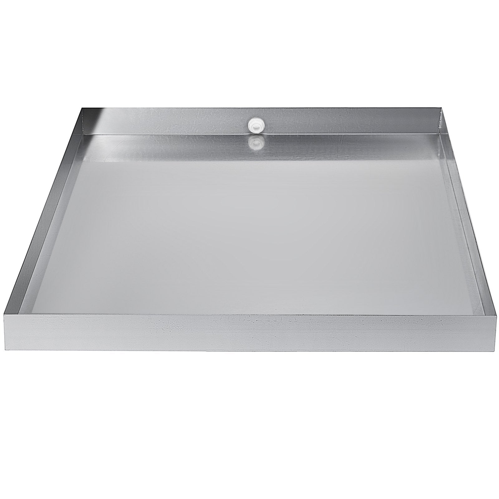 Heavy Duty 304 Stainless Steel Washing Machine Pan - 27x25x2.5 Inch Drip Tray with Drain Hole & Hose Adapter, Compact Washer Protection