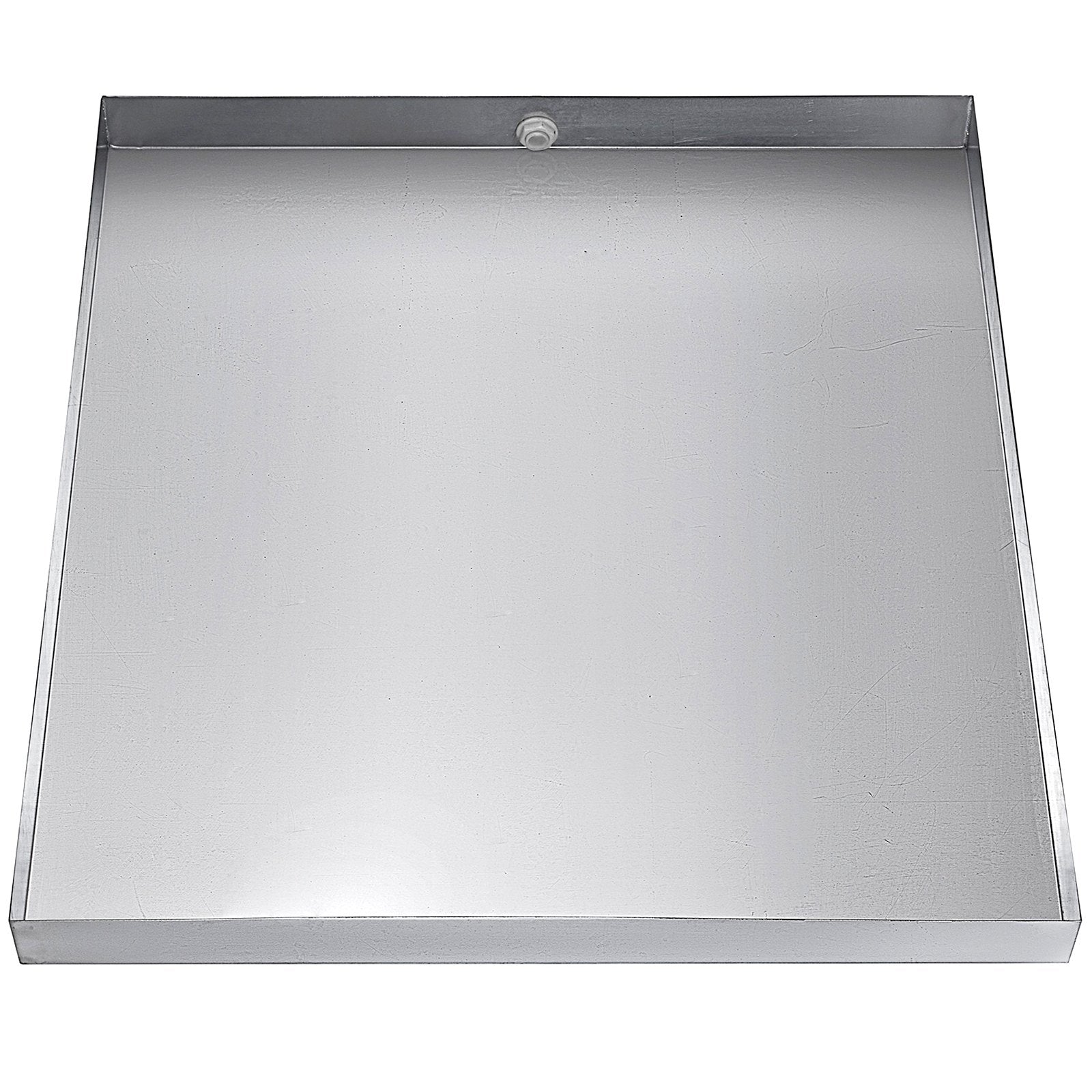 Heavy Duty 304 Stainless Steel Washing Machine Pan - 27x25x2.5 Inch Drip Tray with Drain Hole & Hose Adapter, Compact Washer Protection