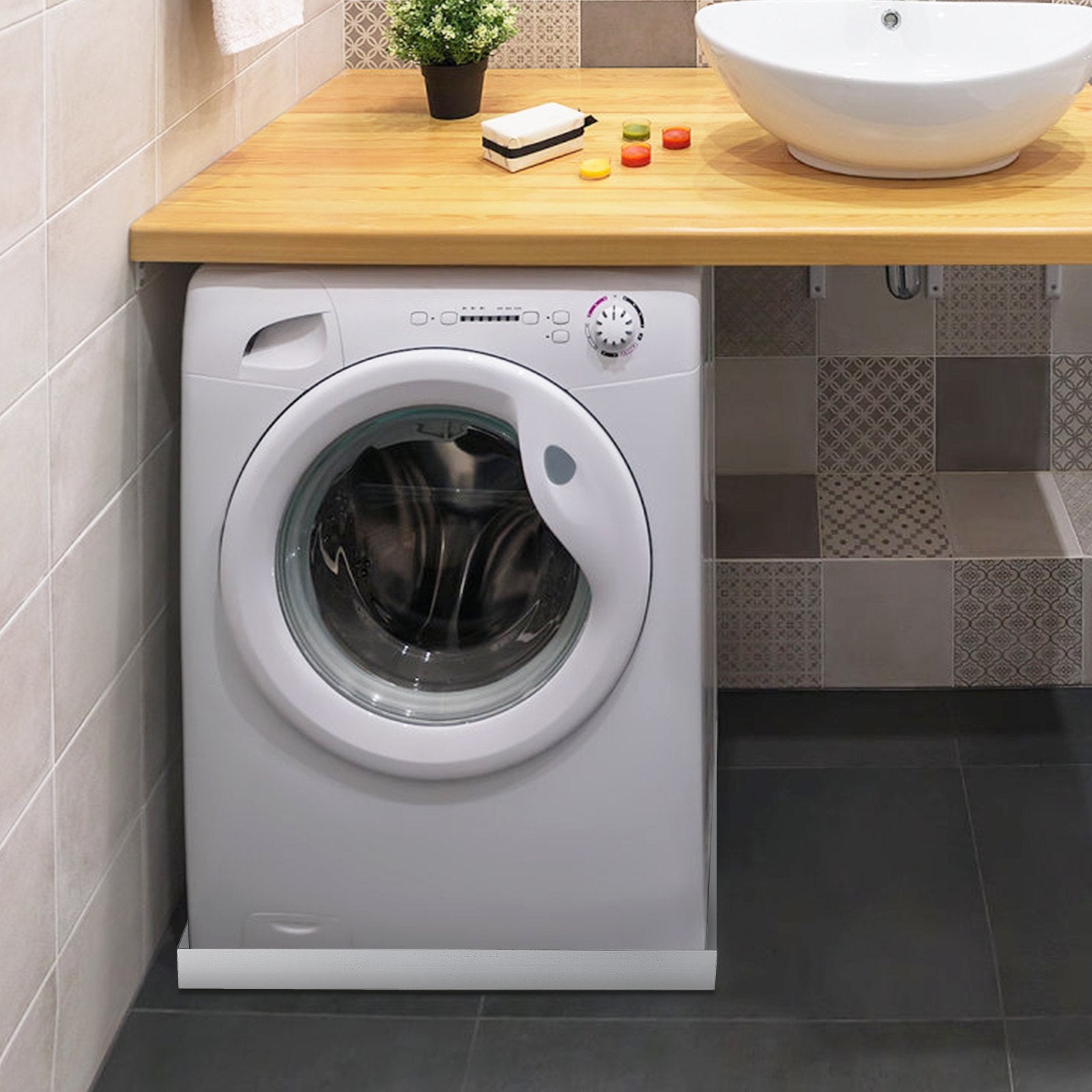 Heavy Duty 304 Stainless Steel Washing Machine Drip Pan with Drain Hole, 18 GA Thickness, 32"x30"x2.5", Compact Washer Overflow Protection