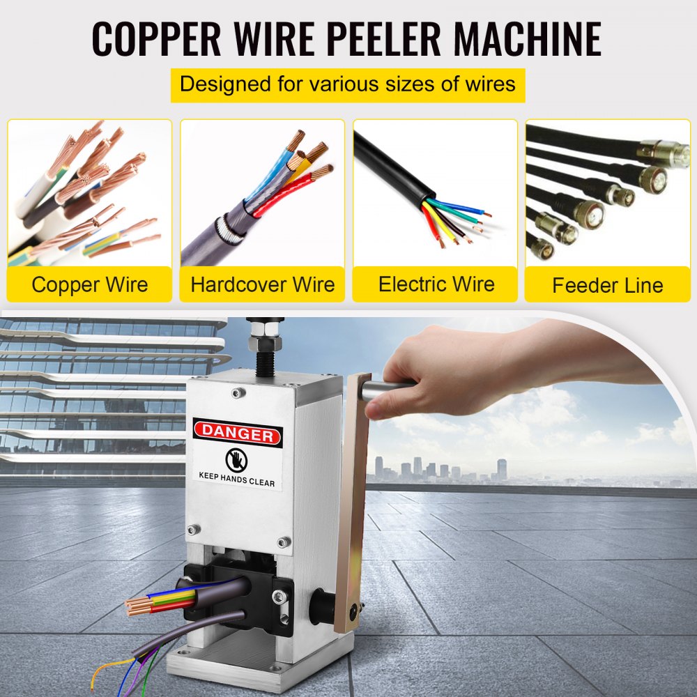 VEVOR Wire Stripping Machine Scrap Metal Recycle Tool Wire Stripping Tool 1.5-25 mm Cable Wire Stripping Machine  with 1 Cutting Blade Wire for Scrap Copper Wire Cable Stripping Cutters (2 Holes)