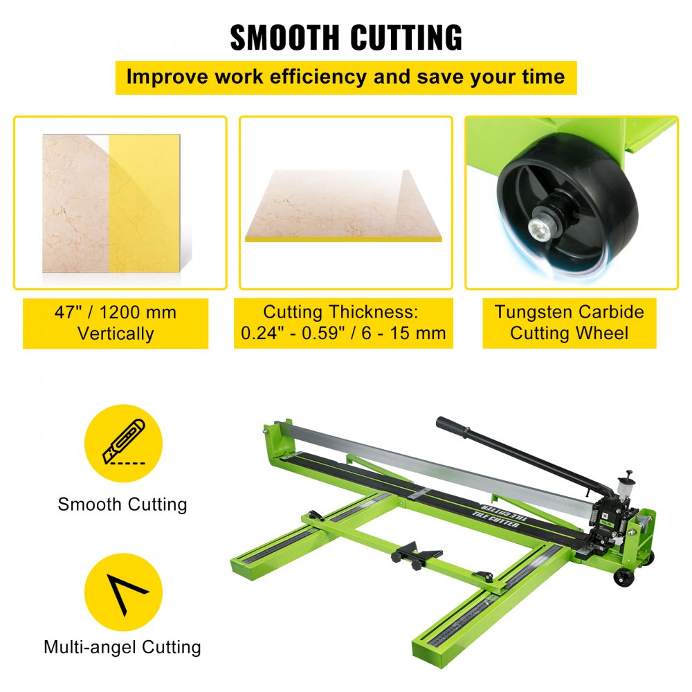 47-Inch Manual Tile Cutting Machine with Laser Guide and Spare Cutter for Precision Porcelain and Ceramic Floor Tile Cutting