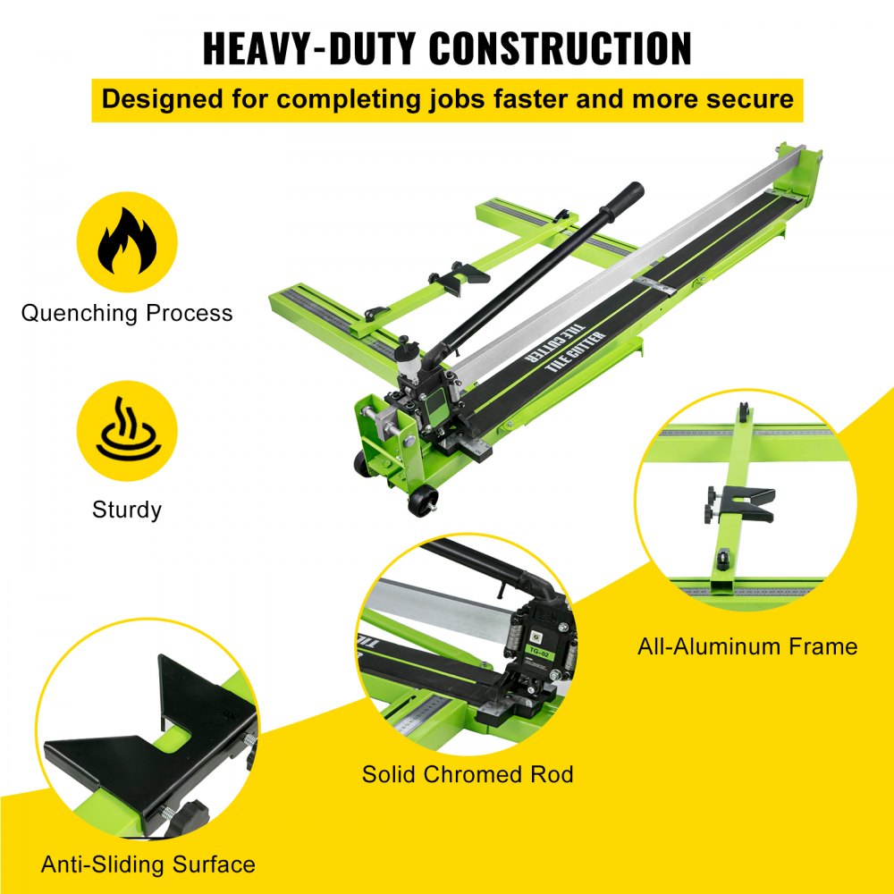 47-Inch Manual Tile Cutting Machine with Laser Guide and Spare Cutter for Precision Porcelain and Ceramic Floor Tile Cutting