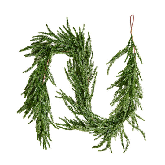 5-FT Realistic Norfolk Pine Christmas Garland - Lush Evergreen Faux Greenery for Indoor & Outdoor Holiday Decor, Perfect for Table, Mantel, Fireplace, and More