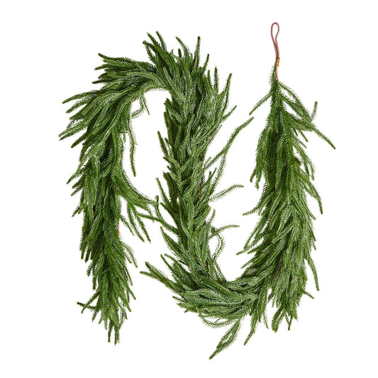 6-FT Realistic Norfolk Pine Garland - Lush Evergreen Faux Greenery for Indoor Outdoor Christmas Decoration on Table, Mantel, Fireplace