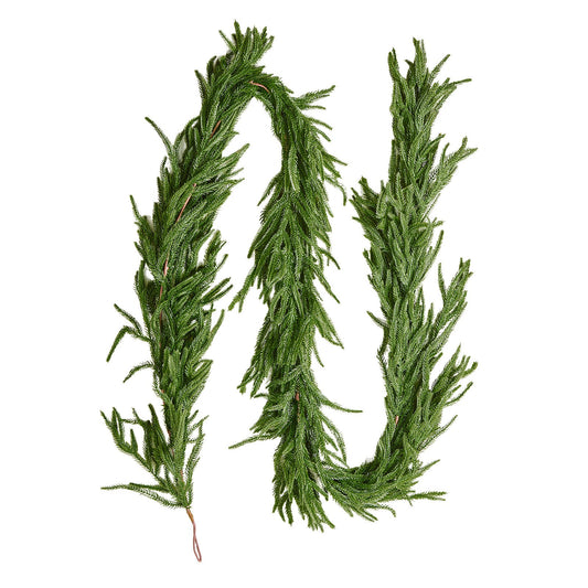 9-FT Realistic Norfolk Pine Christmas Garland - Lush Artificial Greenery for Indoor Outdoor Holiday Decor, Table, Mantel, Fireplace