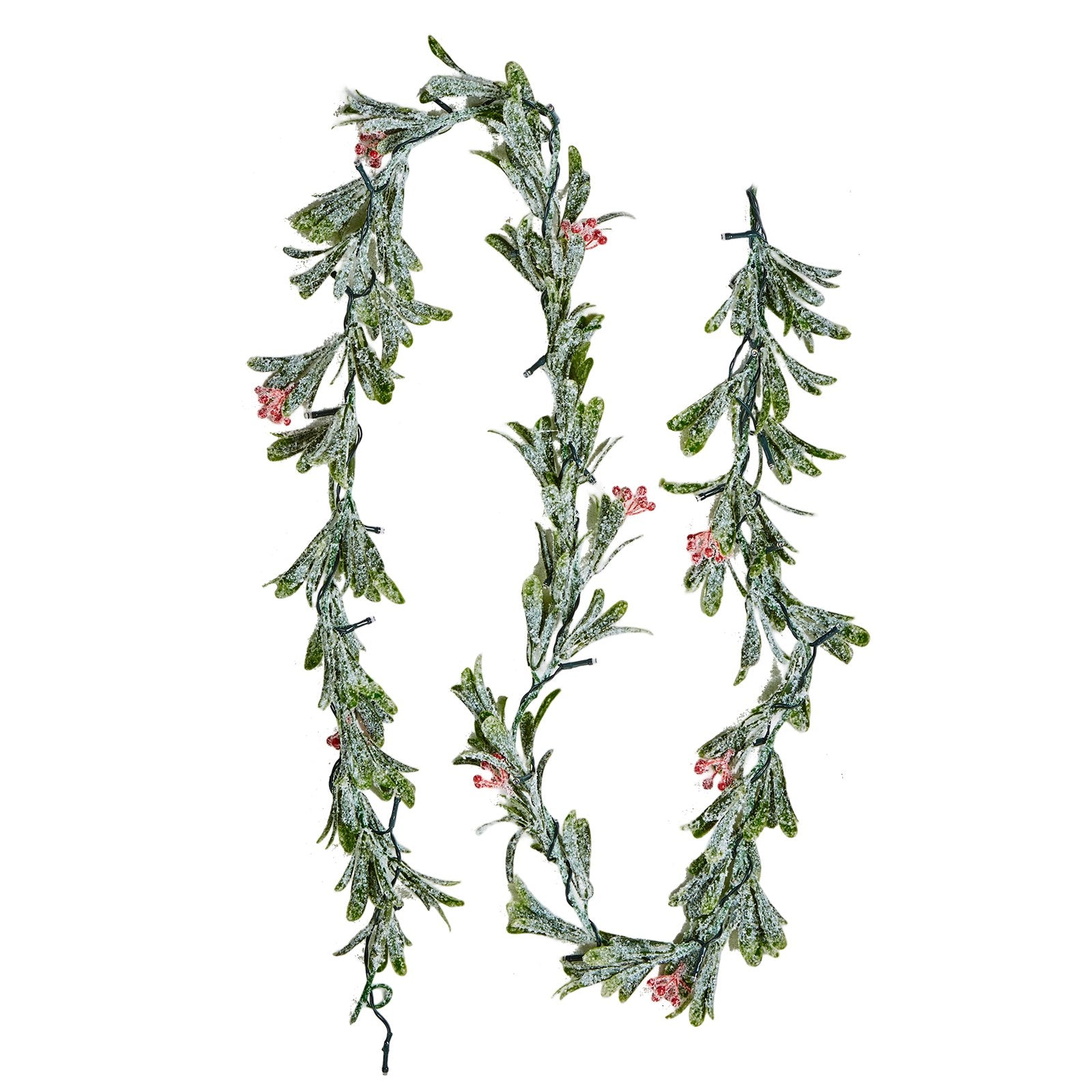 6.6-FT Christmas Garland with Vines, Olive Leaves, Berries, and LED Lights - Perfect Evergreen Faux Greenery for Indoor/Outdoor Holiday Decoration, Mantel, Fireplace, and More