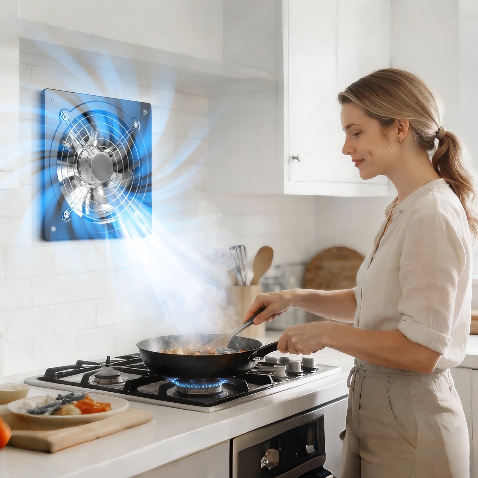 10" High Velocity Exhaust Fan, 988 CFM Wall Mount Ventilator with On/Off Control for Attic, Garage, Kitchen, Basement Ventilation