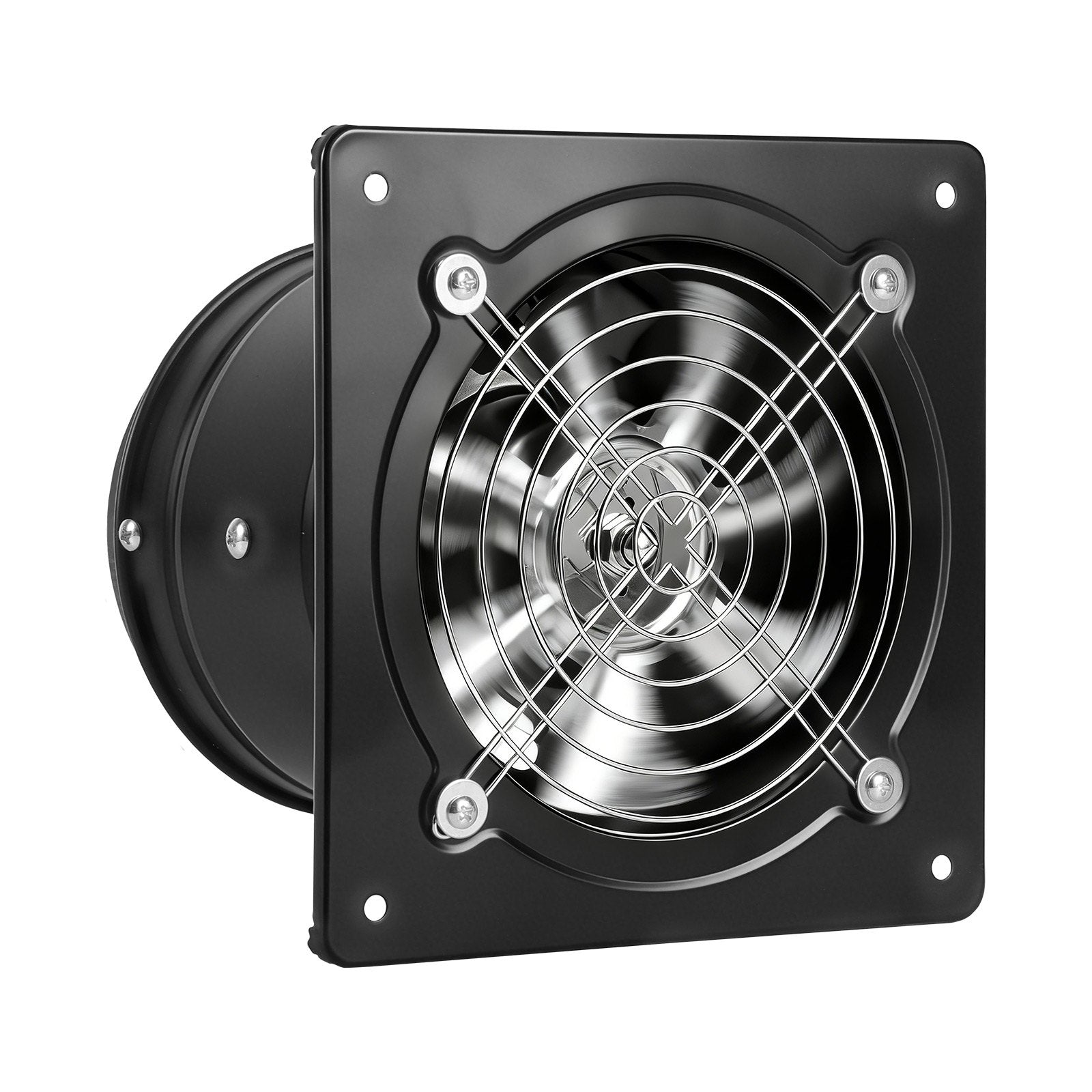 6-Inch High Velocity Exhaust Fan, 308 CFM, Wall-Mount Ventilation Extractor with On/Off Control for Attic, Garage, Kitchen, Workshop, Basement, & Chicken Coop, Low Power Consumption, Black