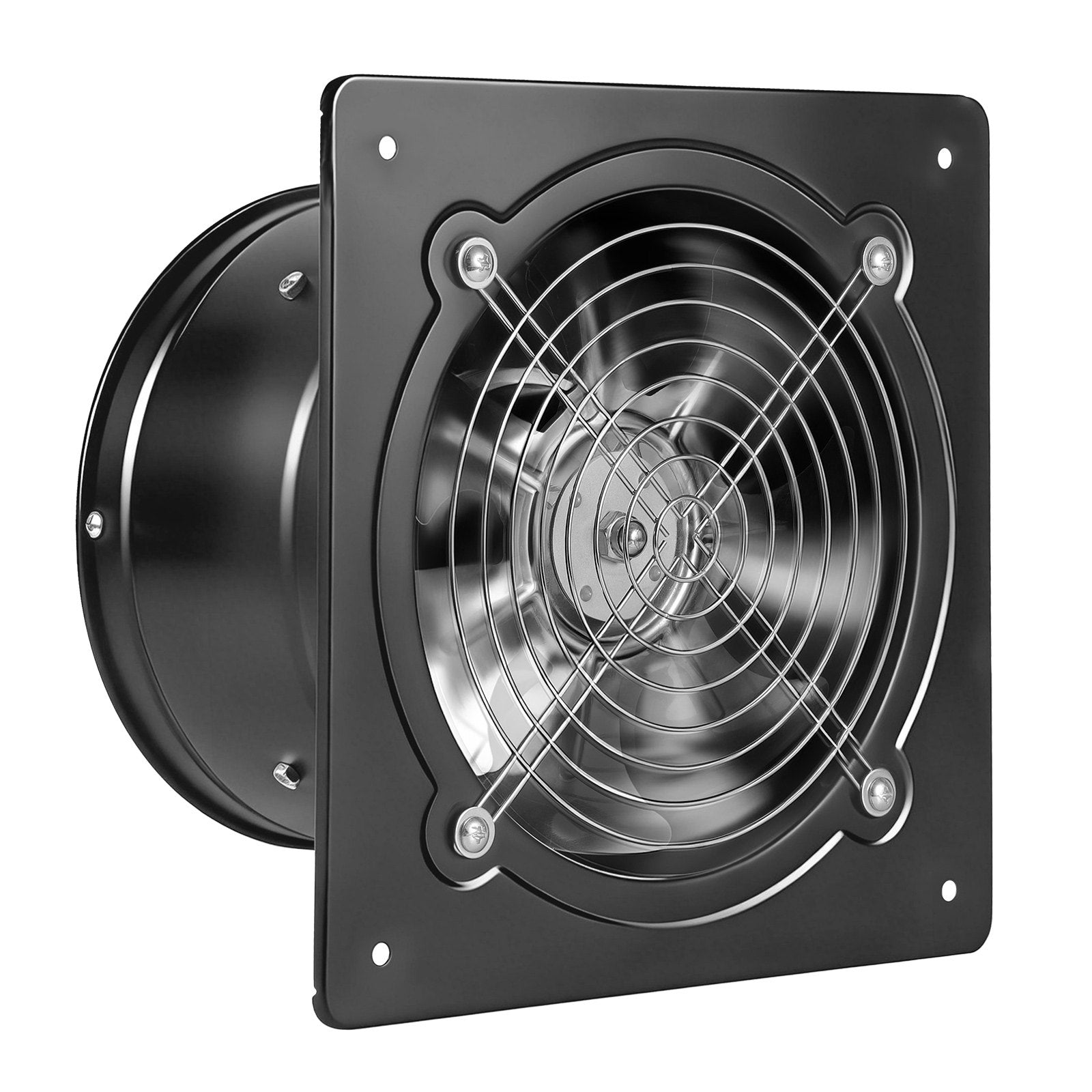 8 Inch High Velocity Wall-Mount Exhaust Fan, 576 CFM, Low Power Ventilation for Attic, Garage, Kitchen, Basement, Workshop, Chicken Coop, Black