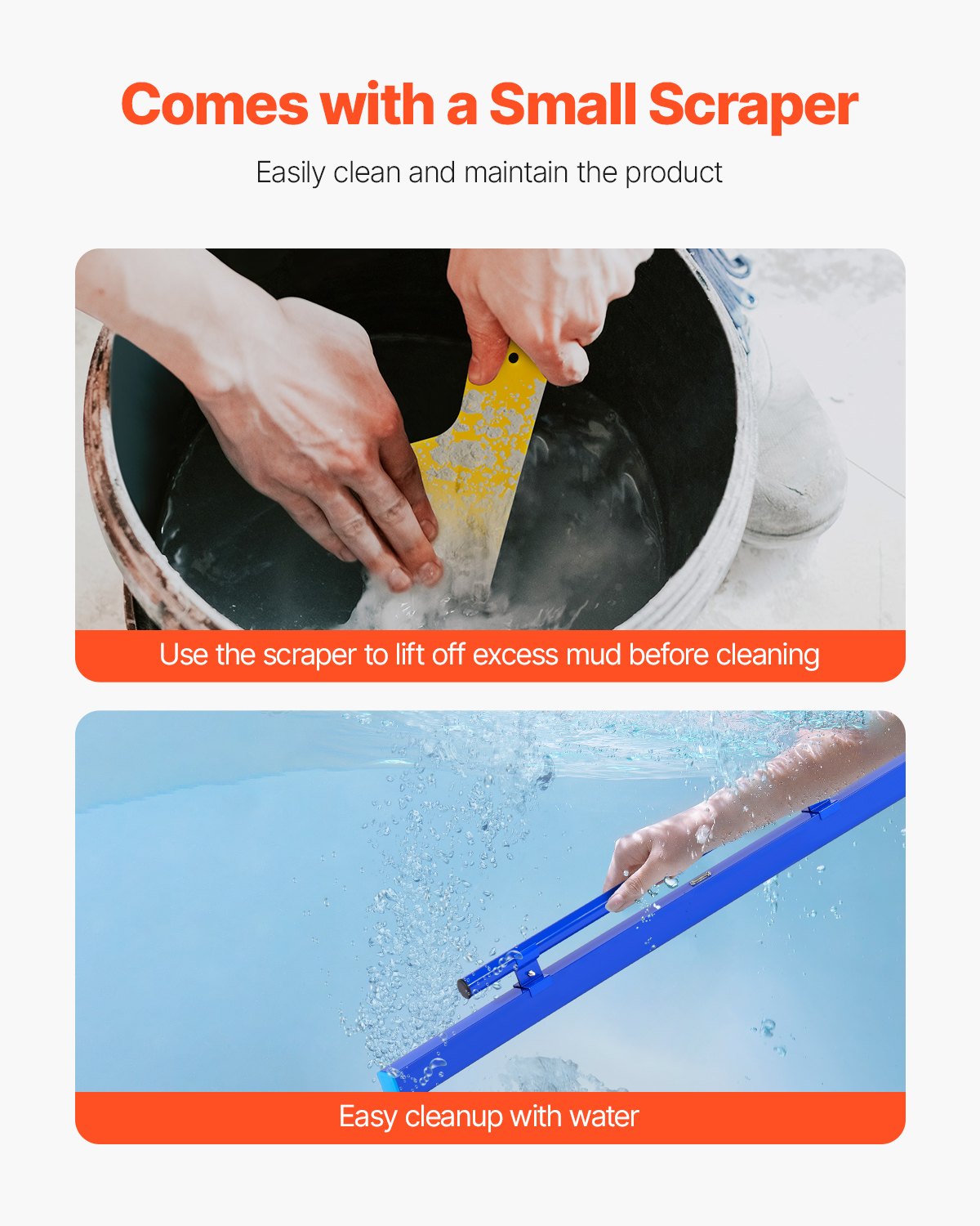 48-Inch Aluminum Concrete Screed with Level Vial, Lightweight & Reversible Handle for Floors, Home Renovation, & Construction Projects