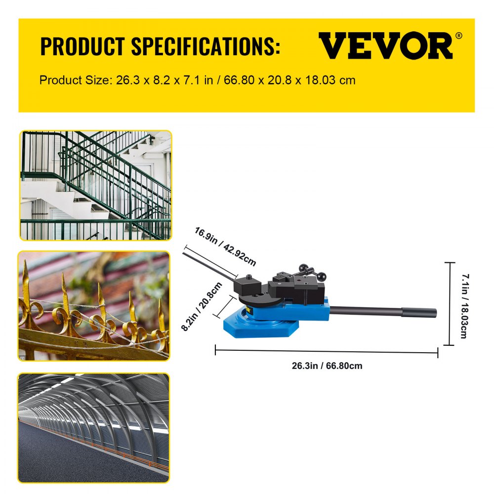VEVOR SBG-40 Metal Scroll Bender High-Hardened Steel Scroll Bender Combination of Scroll Radius and Angle Bending Universal Metal Rod Bender For Steel Brass Cooper Aluminum