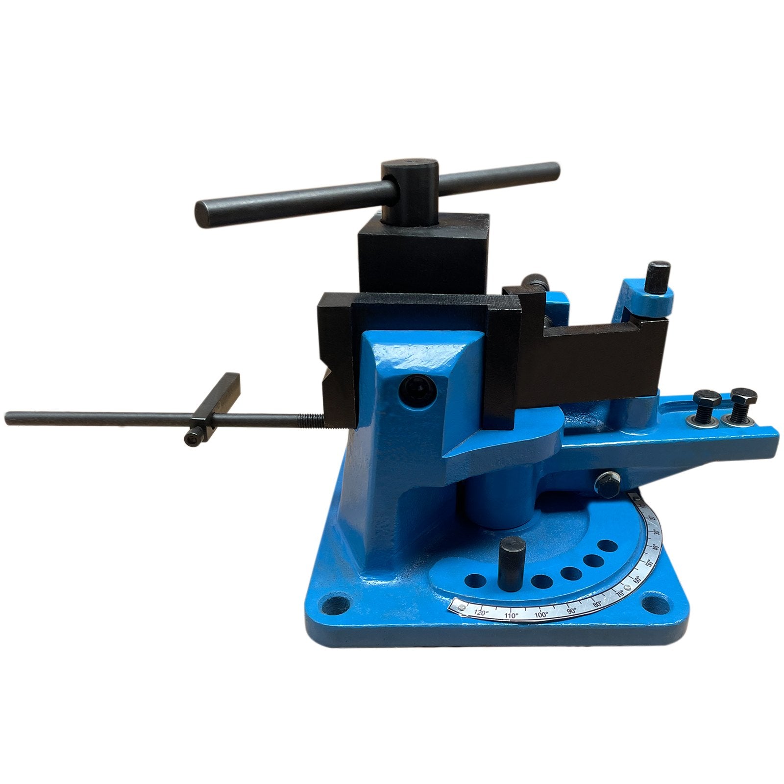 Universal Metal Bender UB-100, Heavy-Duty Steel Rod & Rebar Bender with Detachable Lever for Hot/Cold Bending, Flat/Round/Strip/Square Steel, Max 1.2" Size, 120° Capacity