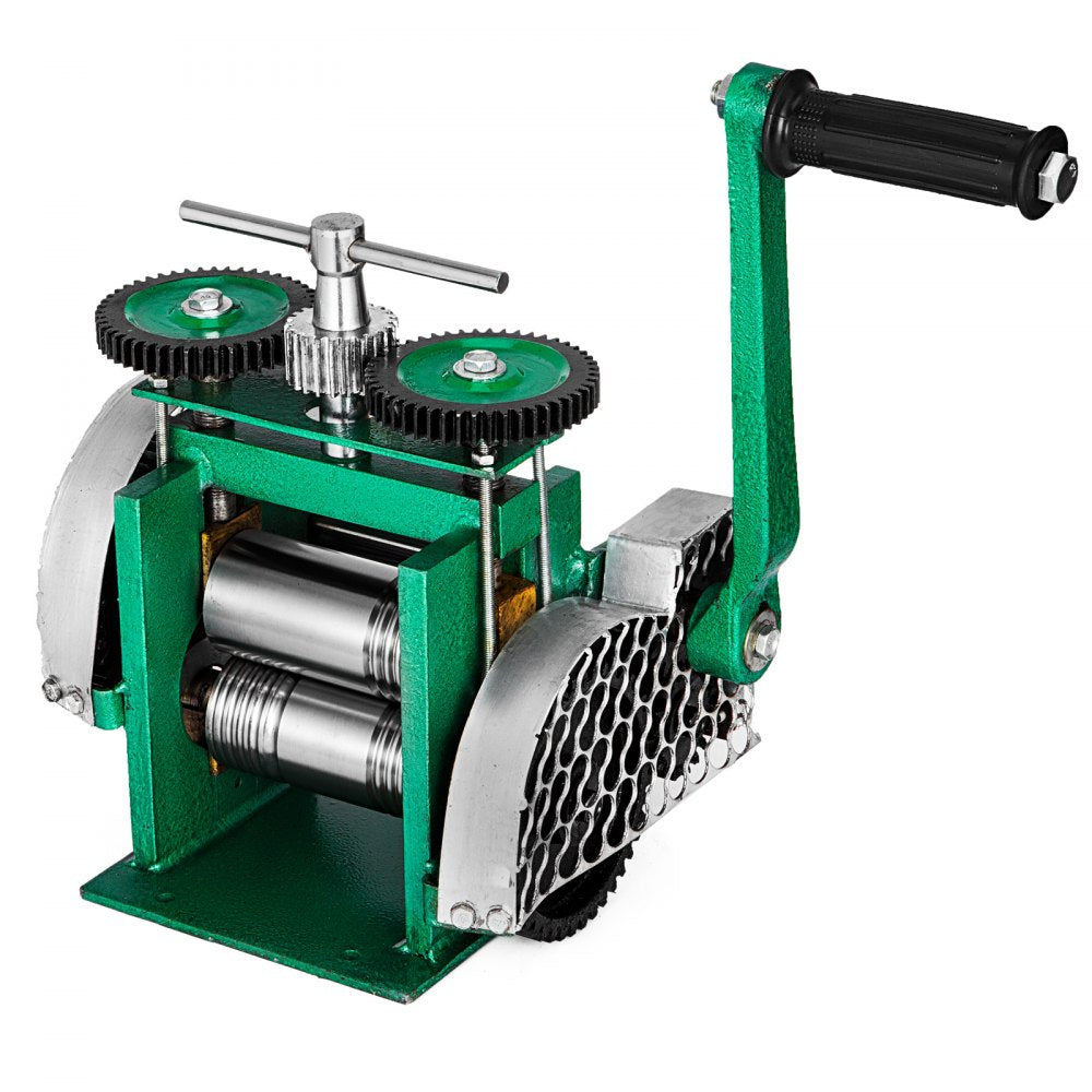 VEVOR Jewelry Combination Rolling Mill 120mm Width Flat Rolling Mill 55 mm Diameter Rollers Rolling Mill Press Gear Ratio 4:1 Jewelry Press Tabletting Tool for Jewelry Repair Design