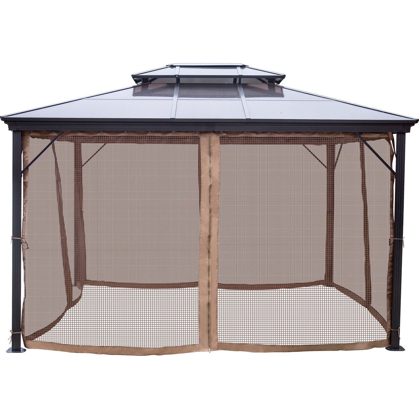 Sturdy 10'x12' Hardtop Gazebo with Netting - Aluminum Frame, Double Tier PVC Roof, Perfect for Patios, Backyard, Outdoor Events, and Lawn Decor