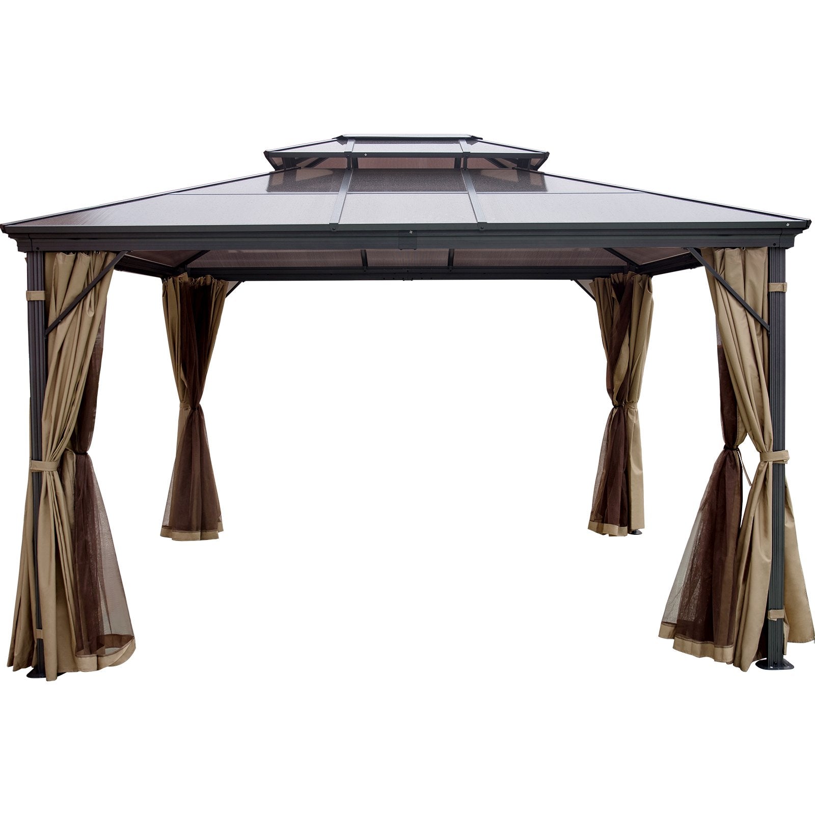 Sturdy 10'x12' Hardtop Gazebo with Netting - Aluminum Frame, Double Tier PVC Roof, Perfect for Patios, Backyard, Outdoor Events, and Lawn Decor