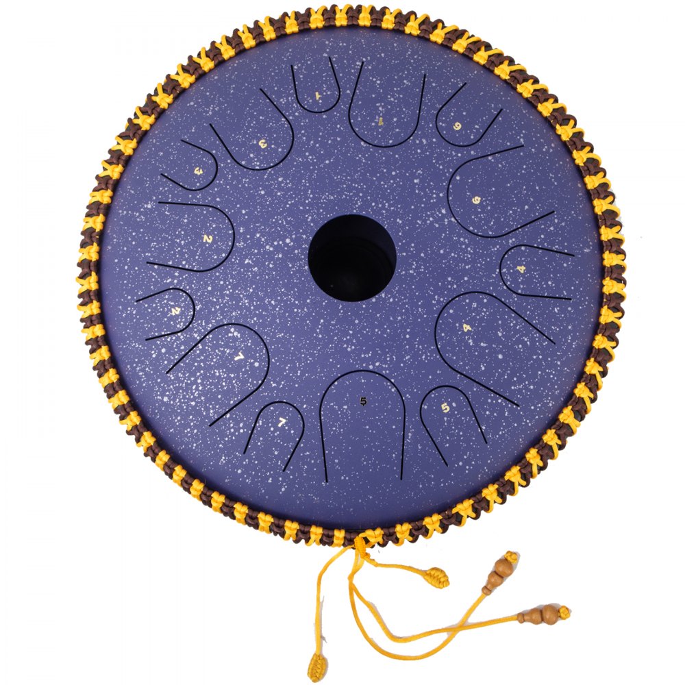 14.9-Inch 14-Note Steel Tongue Drum with Accessories for Percussion Enthusiasts in Purple