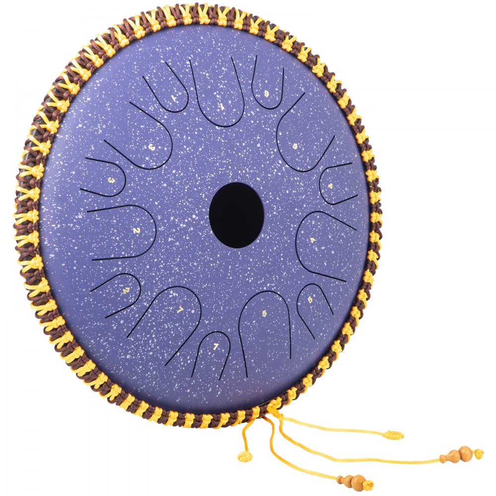 14.9-Inch 14-Note Steel Tongue Drum with Accessories for Percussion Enthusiasts in Purple