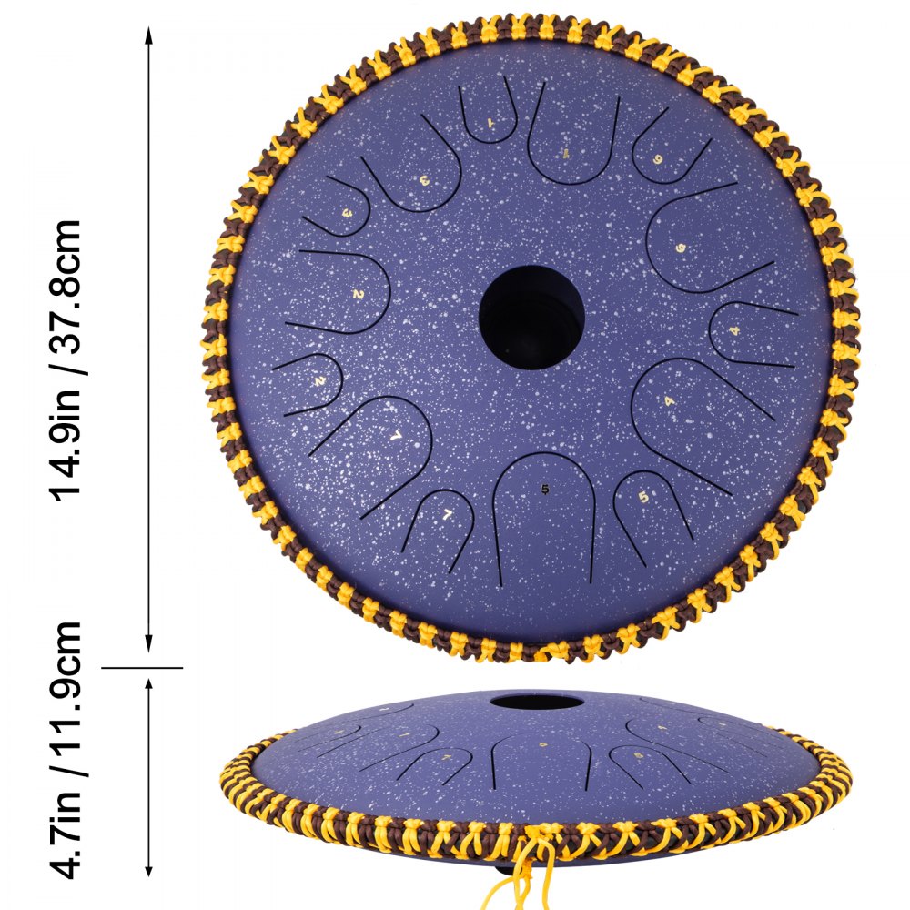 14.9-Inch 14-Note Steel Tongue Drum with Accessories for Percussion Enthusiasts in Purple