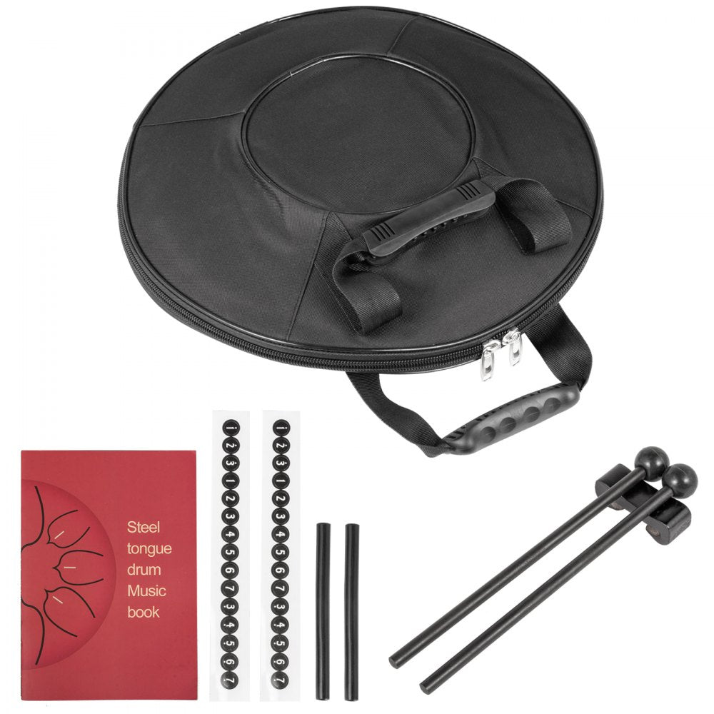 14.9-Inch 14-Note Steel Tongue Drum with Accessories for Percussion Enthusiasts in Purple