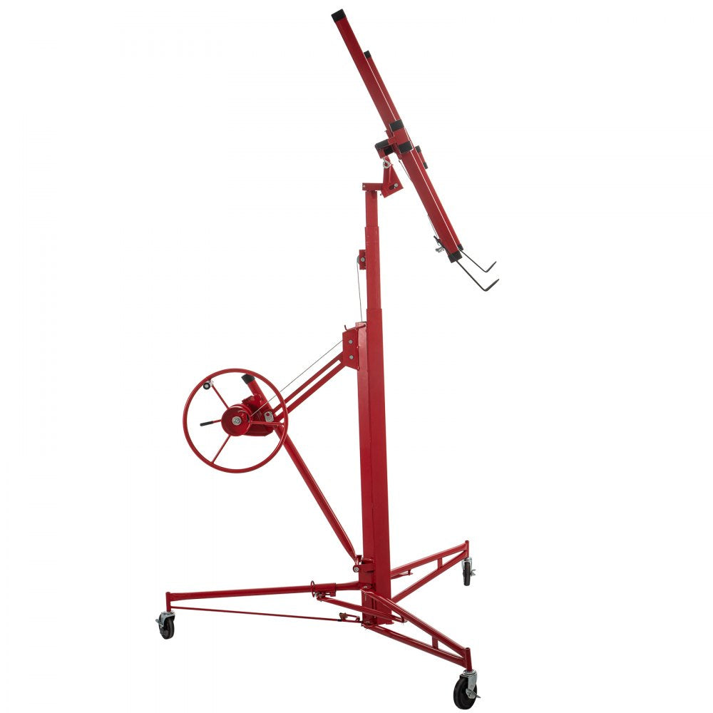 VEVOR Drywall Rolling Lifter Panel, 16ft Sheetrock Lift Drywall Lift, 150lb Weight Capacity Panel Hoist Jack Tool, Steel Material w/Telescopic Arm & 3 Lockable Wheels, 48x192 in Plasterboard Size