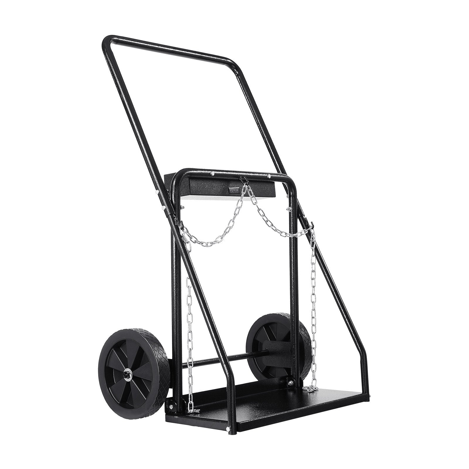 Heavy-Duty Dual Welding Cylinder Cart for Oxygen Acetylene Tanks, 440LBS Capacity, 10-Inch Wheels, Safety Chains for 12.5-Inch Gas Cylinders
