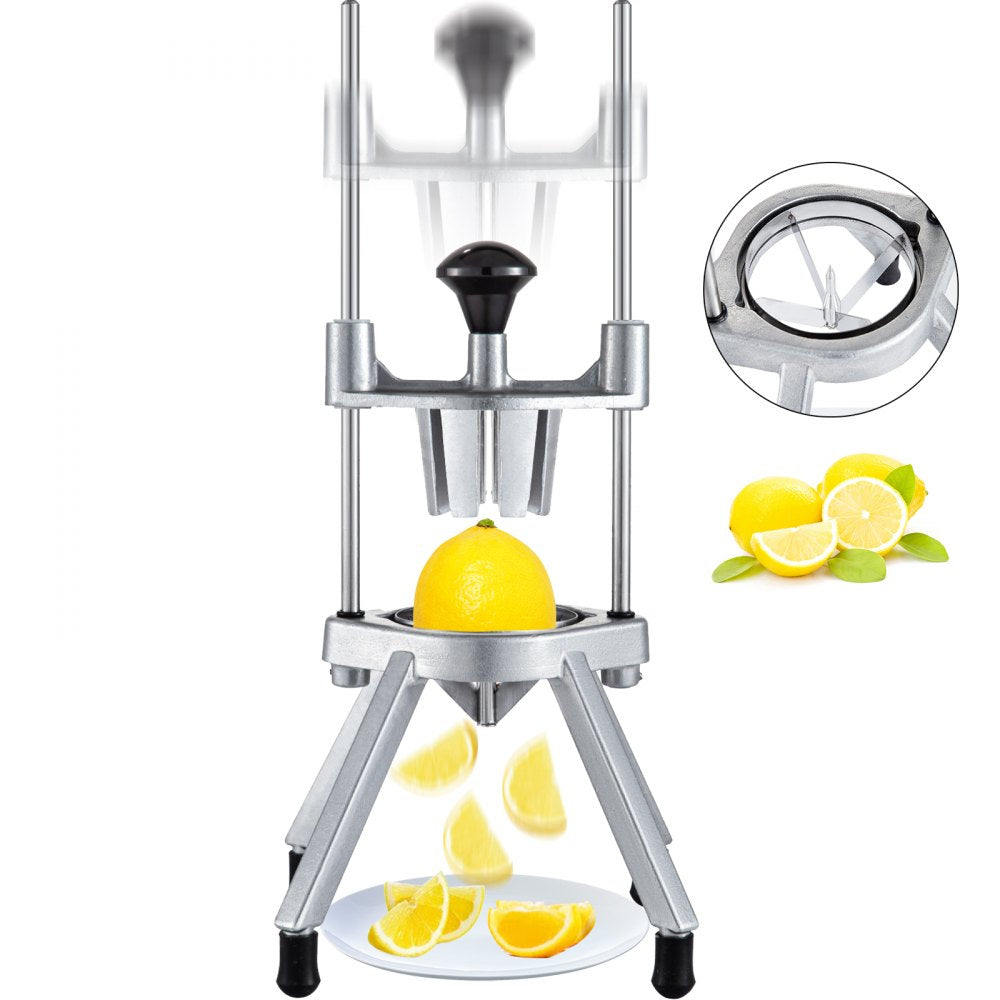VEVOR 4-Section Commercial Easy Wedger Stainless Steel Blade Fruit Lime Slicer, Lemon Cutter for Home Bar Restaurant, Sliver