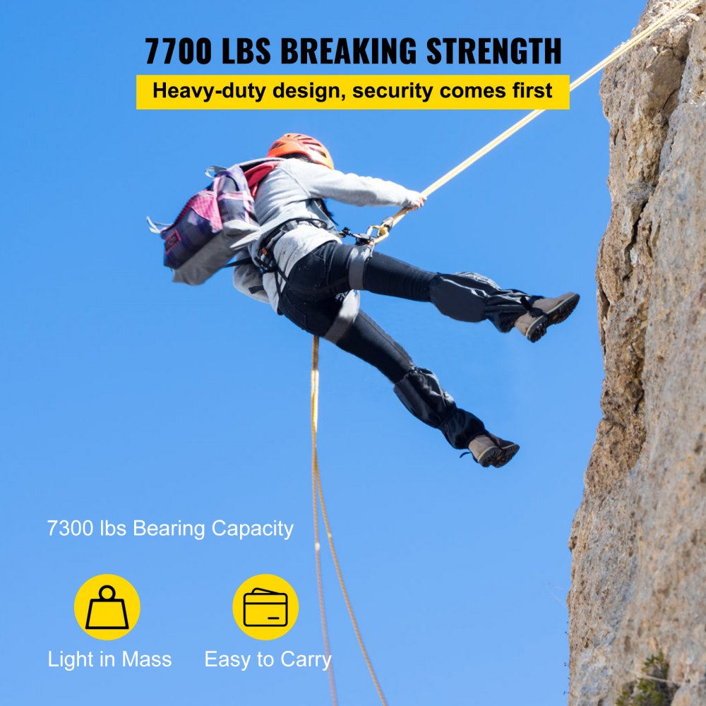 Heavy Duty Double Pulley Rigging System with 100Ft Braid Rope - Supports 6600-7705LBS for Efficient Lifting and Hauling