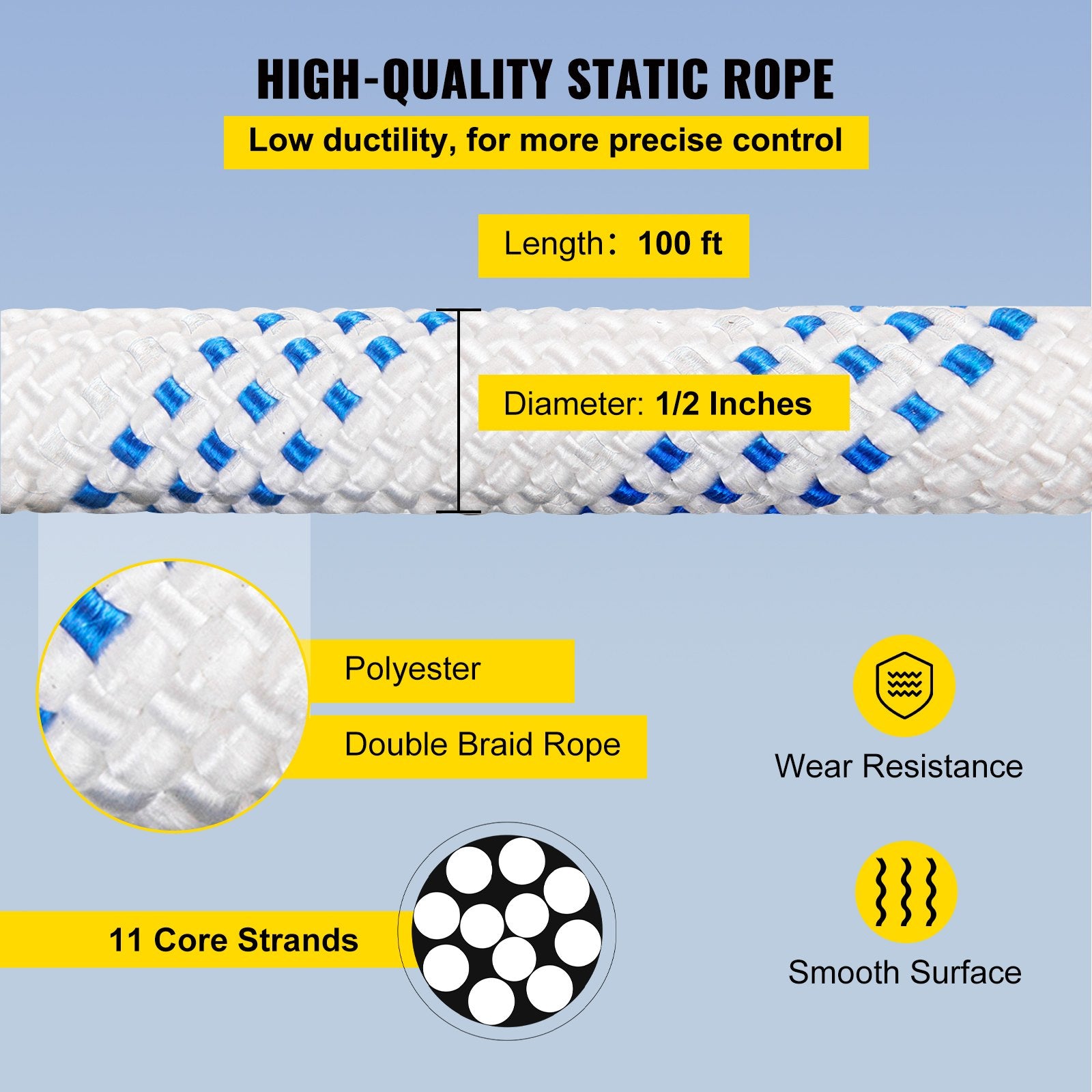 Heavy-Duty Double Pulley Block & Rope Kit, 1/2" x 98' Braided Line, 35 kN Strength for Rigging, Hoisting, Training & Outdoor Use