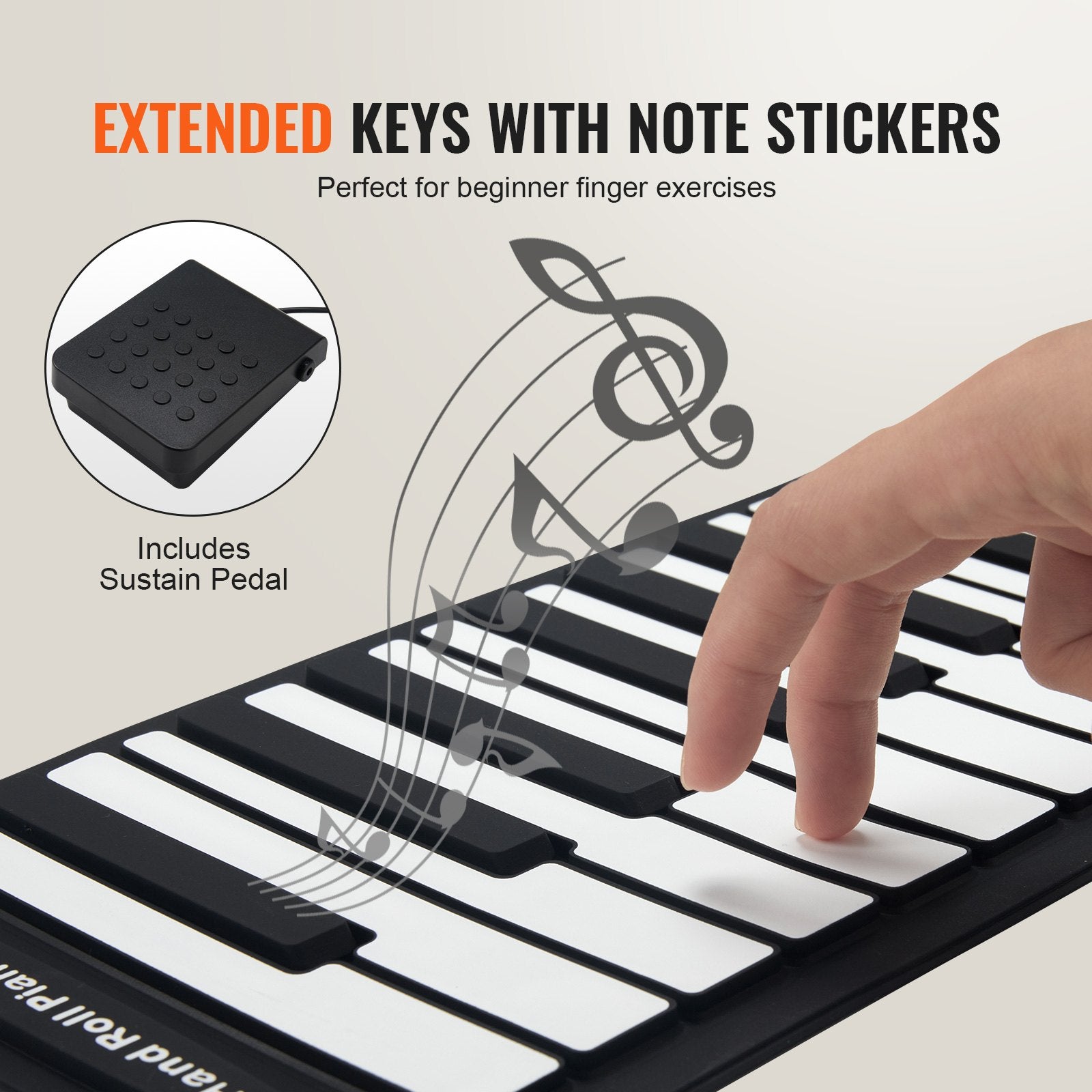 Portable 88-Key Roll Up Piano with 128 Rhythms & Tones, Rechargeable Battery, MIDI & Bluetooth for Kids, Beginners, Adults - LED Display & Speaker