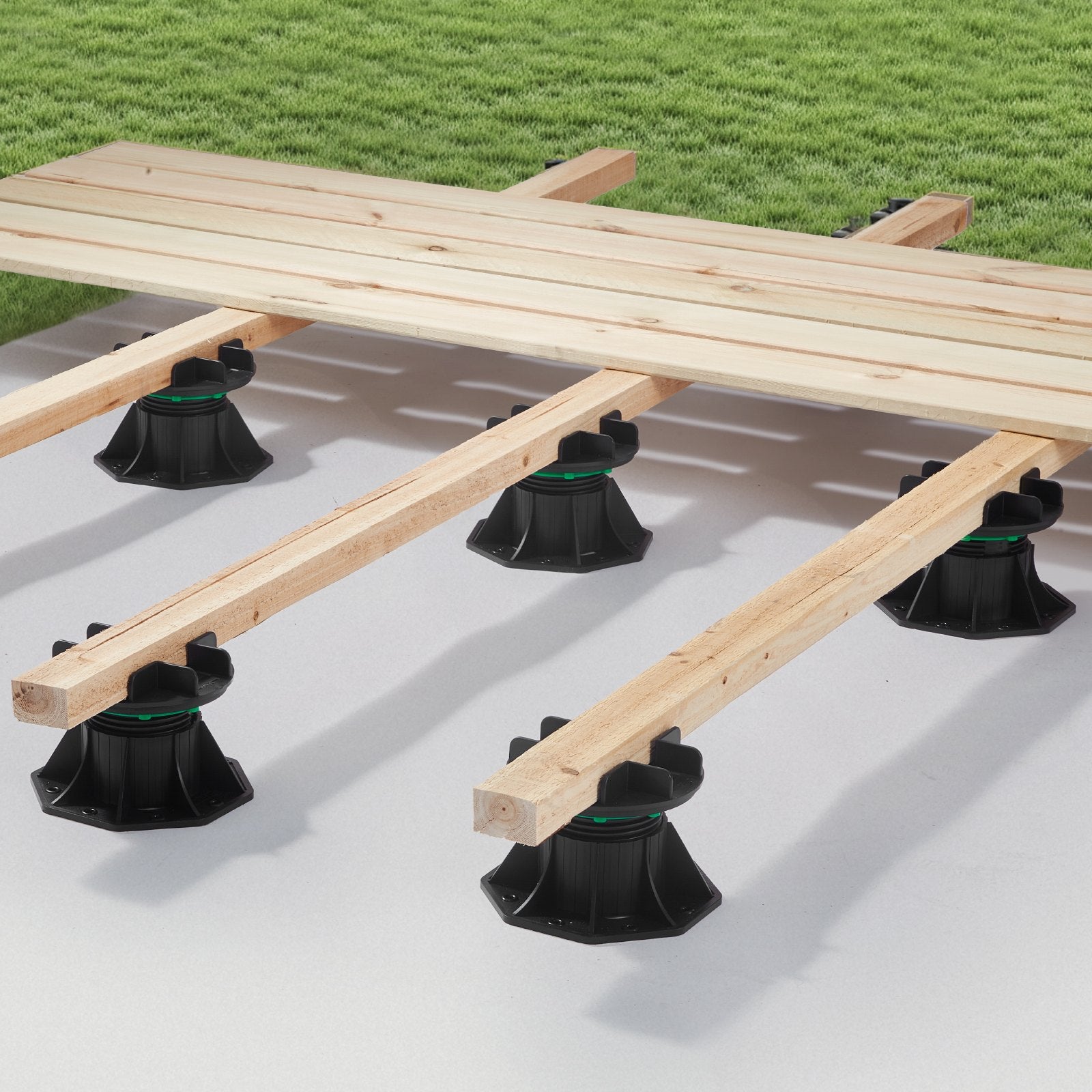 Adjustable Deck Blocks Set of 8 - Heavy Duty 2200 lbs Support for Wood, Concrete, Metal, Easy Install Pedestal Paver for Shed Foundation, 3.54-4.65 inch Height Adjustable Base