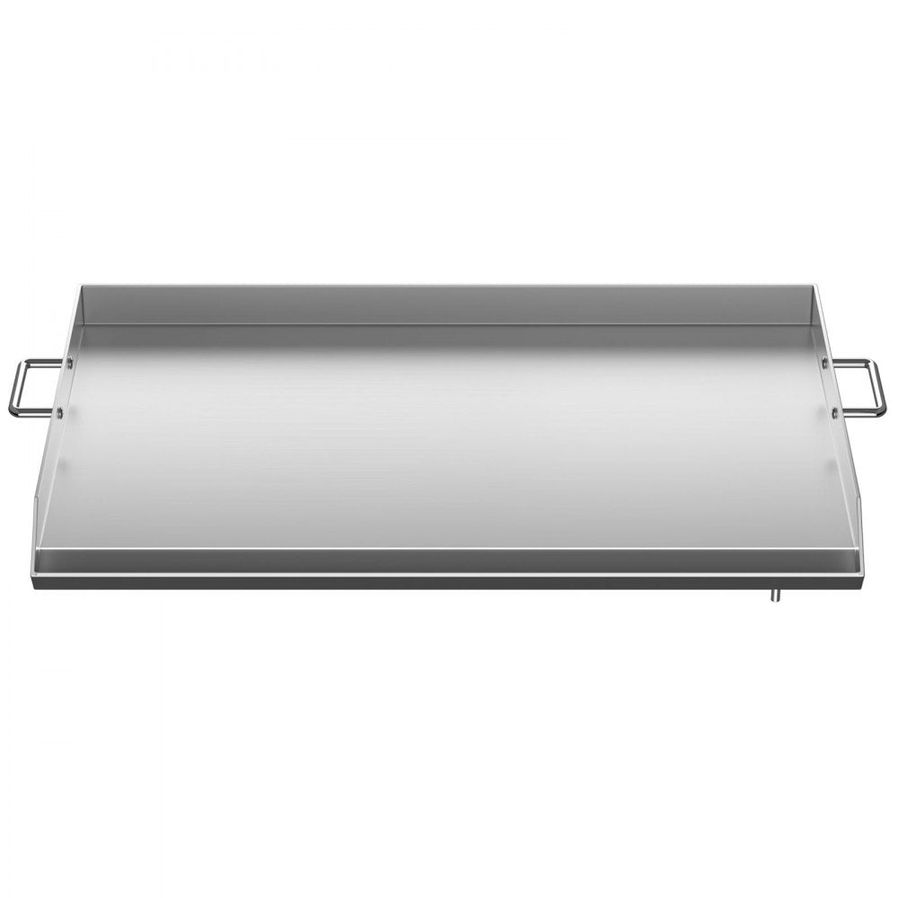 VEVOR Stainless Steel Griddle,32\" X 17\" Universal Flat Top Rectangular Plate , BBQ Charcoal/Gas Grill with 2 Handles and Grease Groove with Hole，Grills for Camping, Tailgating and Parties .