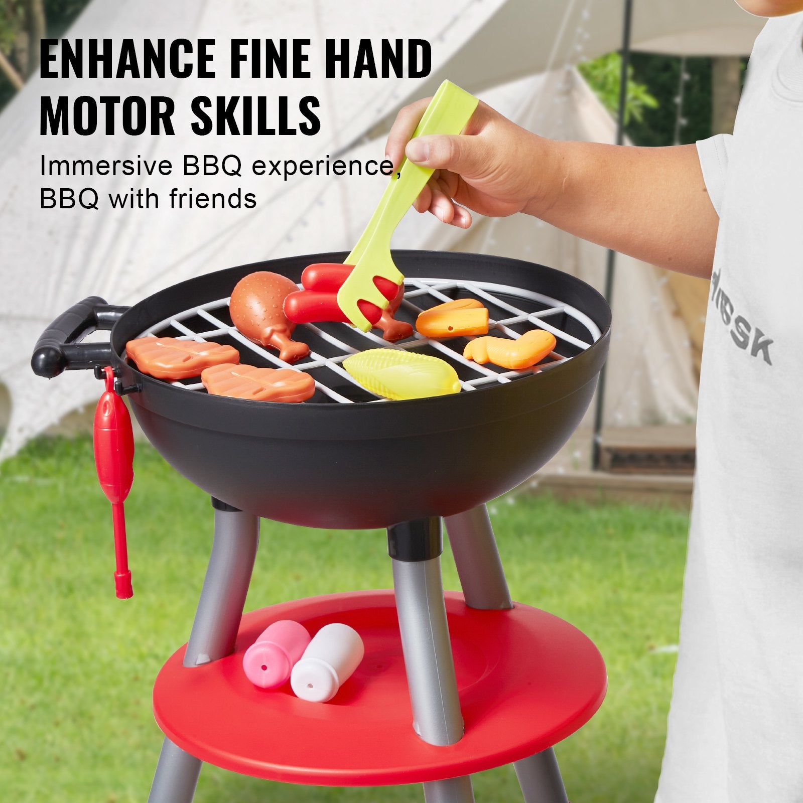 28 PCS BBQ Grill Playset for Kids with Lights & Sounds, Interactive Kitchen Toy, Perfect Cooking Set for Toddlers Ages 3-8, Ideal Birthday Gift