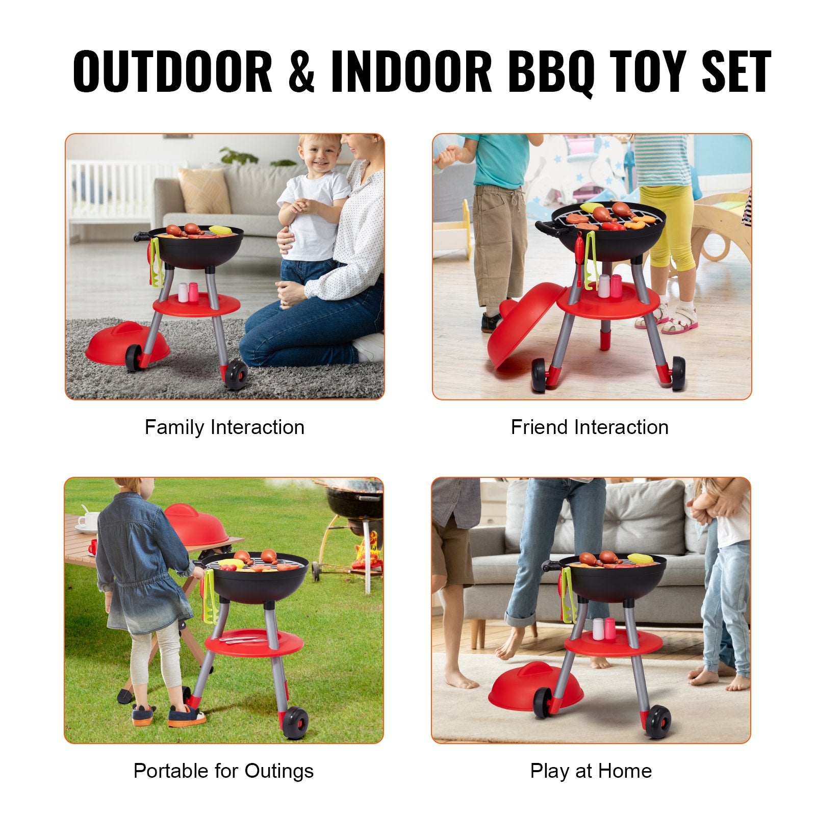 28 PCS BBQ Grill Playset for Kids with Lights & Sounds, Interactive Kitchen Toy, Perfect Cooking Set for Toddlers Ages 3-8, Ideal Birthday Gift