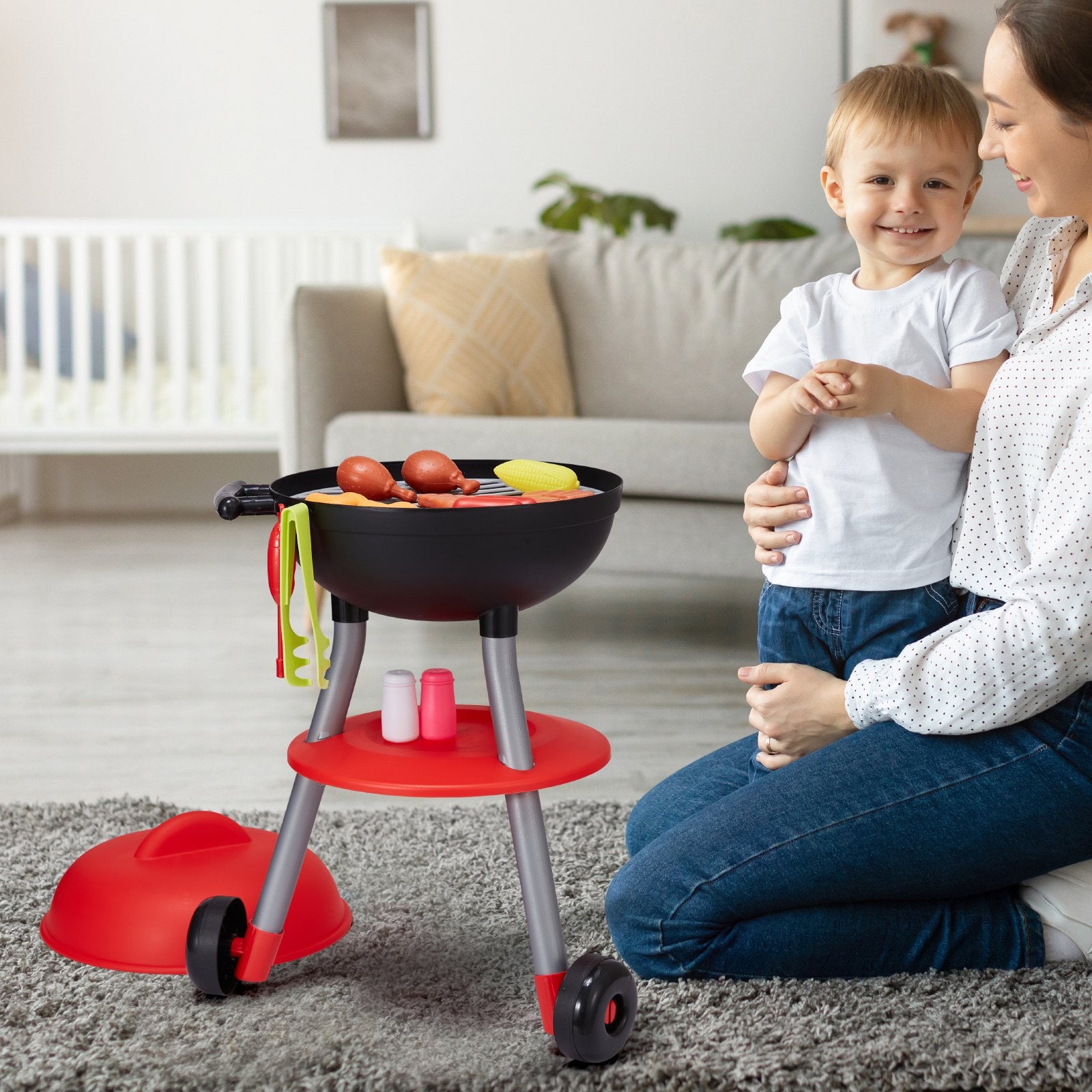 28 PCS BBQ Grill Playset for Kids with Lights & Sounds, Interactive Kitchen Toy, Perfect Cooking Set for Toddlers Ages 3-8, Ideal Birthday Gift