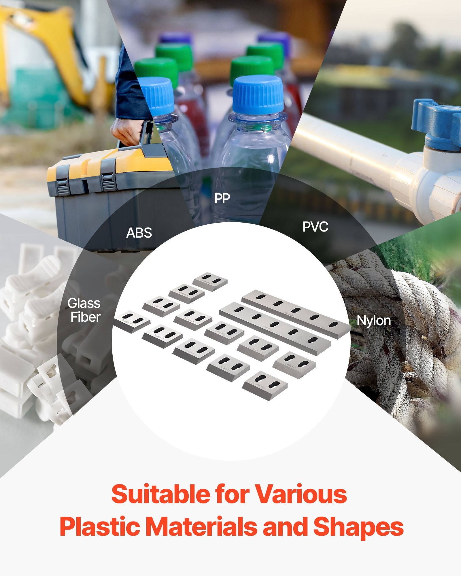 Alloy Steel Shredder Blade Kit for Model 400 Grinder | 12 Rotating & 2 Fixed SKD-11 Blades | High-Hardness, Durable, Low Noise for ABS, PP, PVC, Nylon