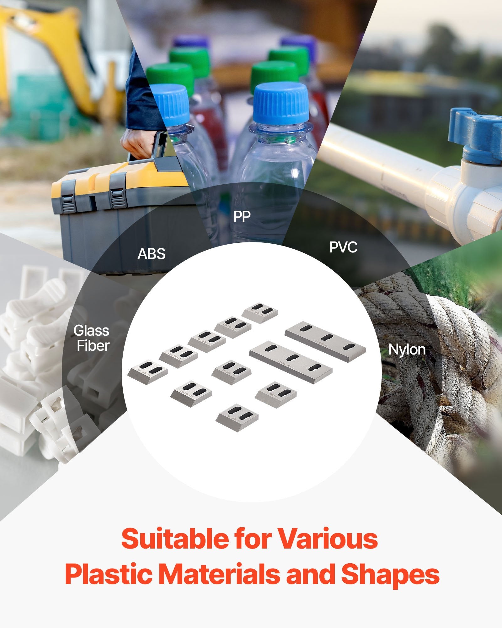 Alloy Steel Shredder Blades Kit with 9 Rotating & 2 Fixed High-Hardness SKD-11 Blades for Model 180 Plastic Grinder, Ideal for ABS, PP, PVC & Nylon