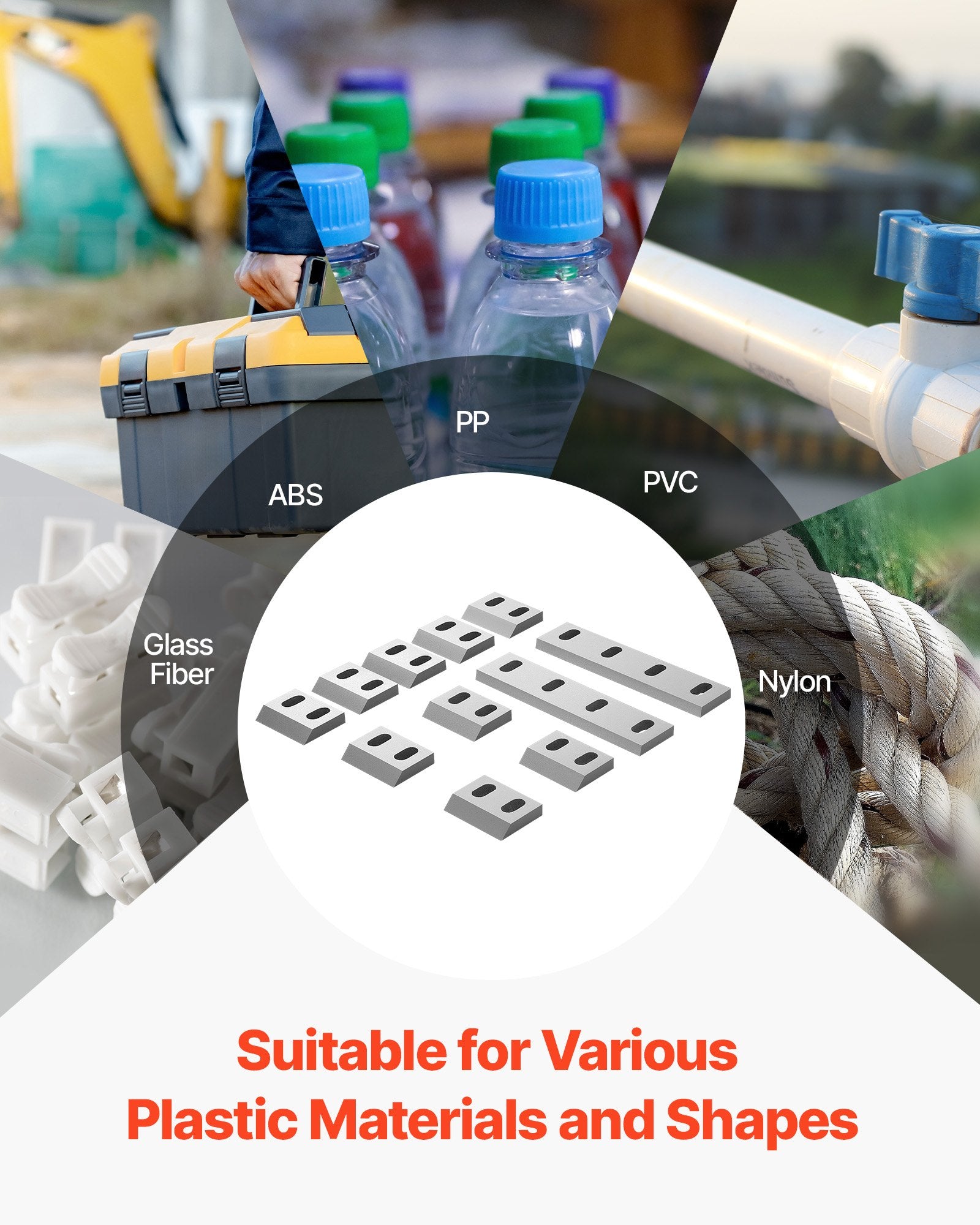 Alloy Steel Shredder Blade Kit for Model 300 Plastic Grinder - High-Hardness SKD-11, 9 Rotating, 2 Fixed Blades for ABS, PP, PVC, Nylon