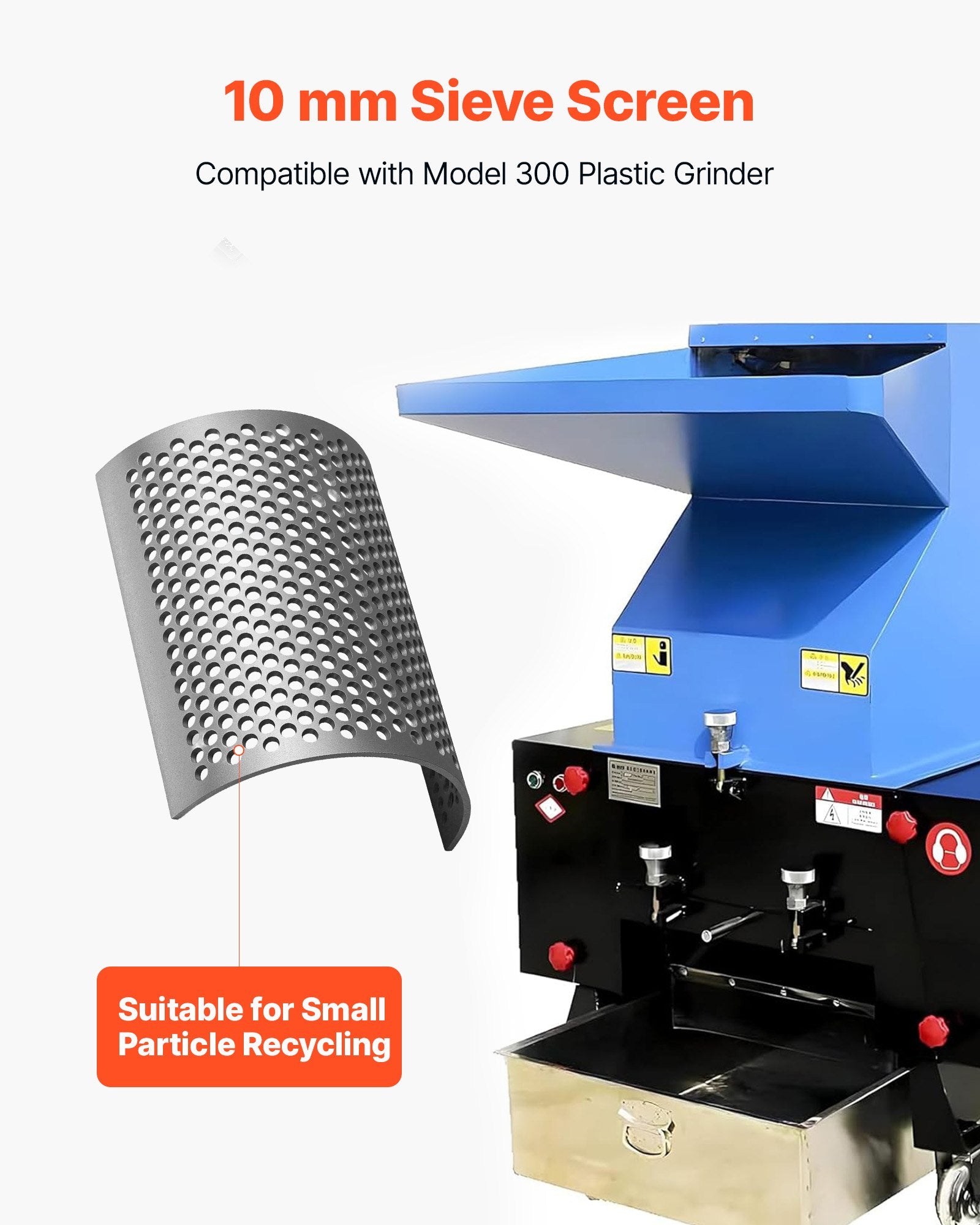 Durable Steel Screen Mesh for Model 300 Plastic Shredder, 0.39 in/10 mm Aperture, High-Precision, Medium Particle Recycling, Easy to Clean