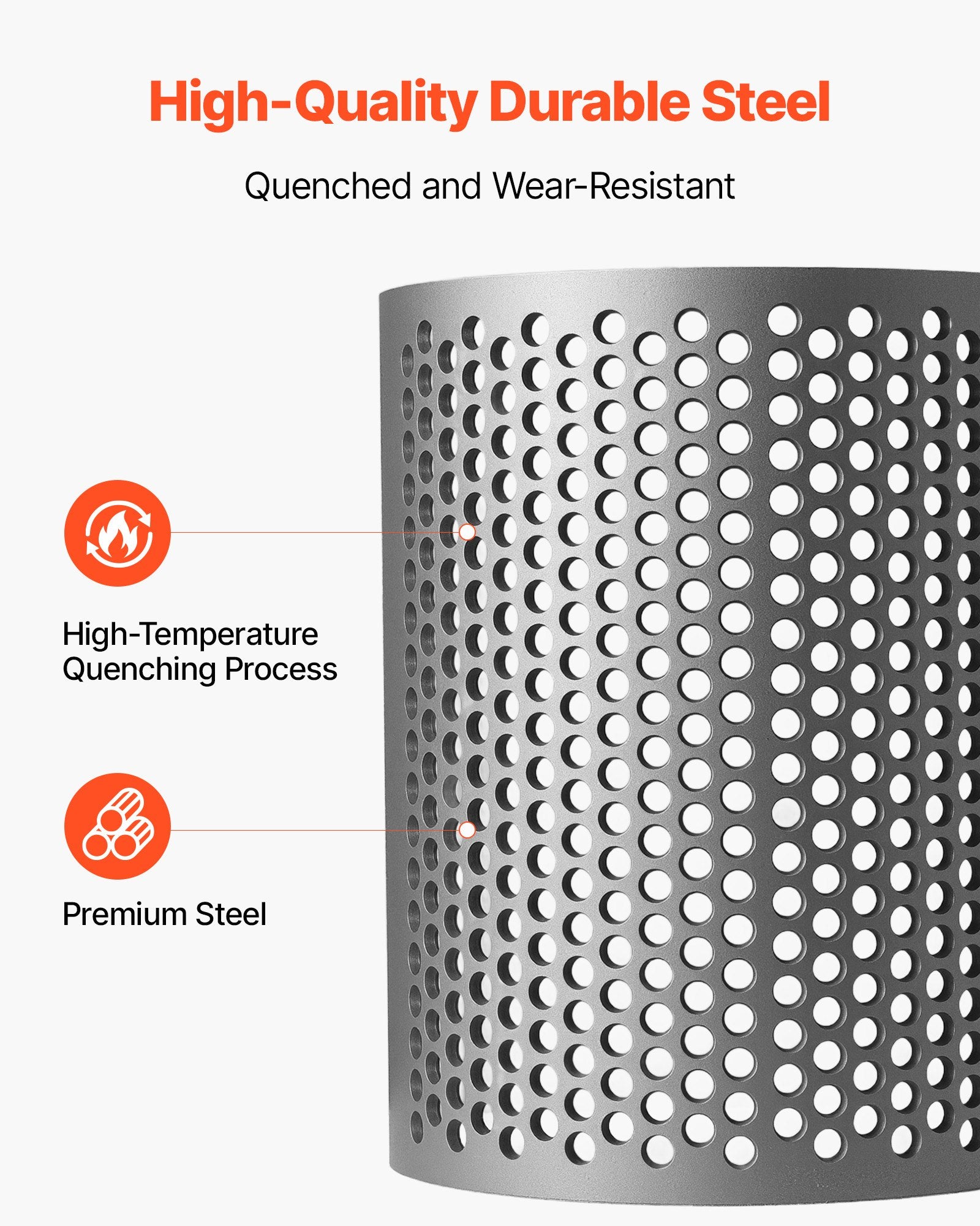 Durable Steel Screen Mesh for Model 300 Plastic Shredder, 0.39 in/10 mm Aperture, High-Precision, Medium Particle Recycling, Easy to Clean