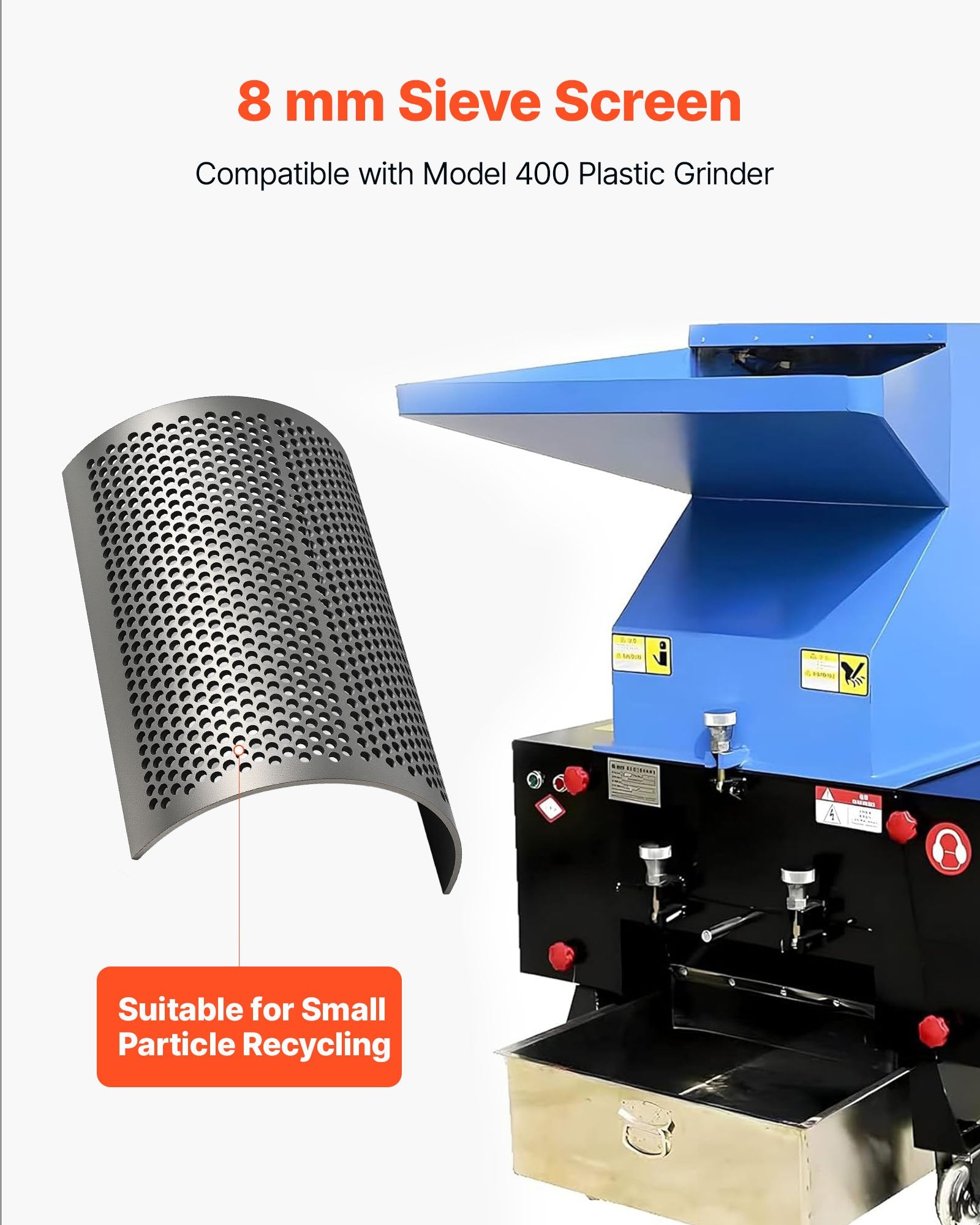 Durable High-Precision Steel Screen Mesh for Model 400 Plastic Shredder with 8mm Aperture, Ideal for Efficient Small Particle Recycling
