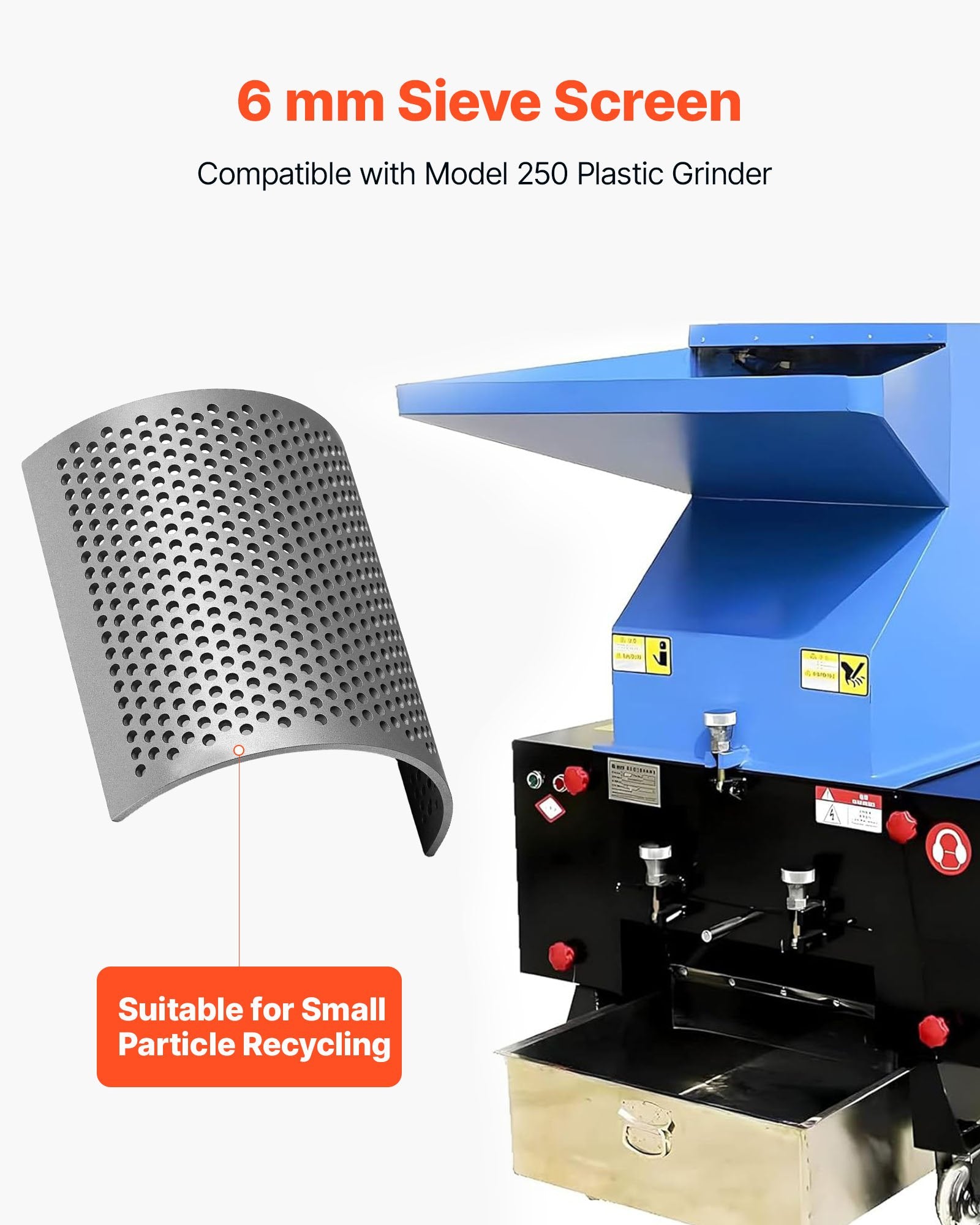 High-Precision 6mm Steel Mesh Screen for Model 250 Plastic Grinder - Durable Sieve for Micro Particle Recycling & Shredding Efficiency