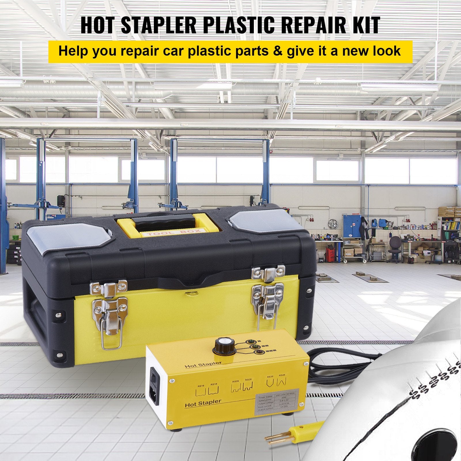 Comprehensive 20W Hot Stapler Plastic Repair Kit with 600 Staples - Adjustable Heat, Wide Application, Durable Toolbox Included
