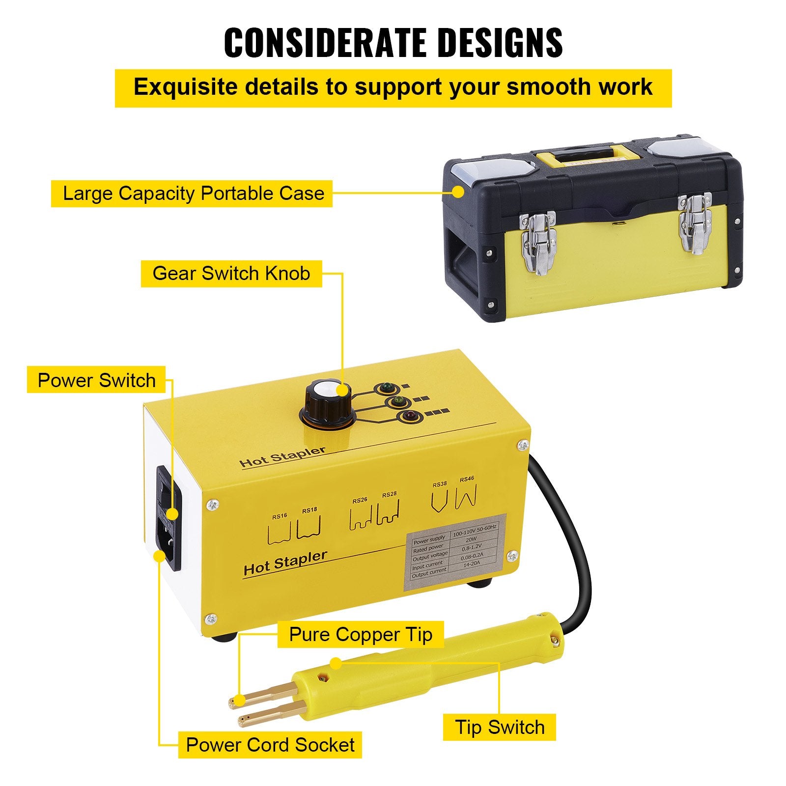 Comprehensive 20W Hot Stapler Plastic Repair Kit with 600 Staples - Adjustable Heat, Wide Application, Durable Toolbox Included