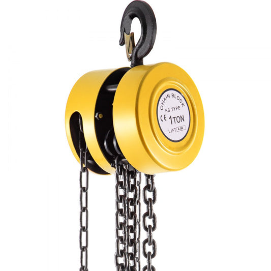 Manual Hand Chain Hoist with 1 Ton Capacity and 15ft Lift for Industrial Use