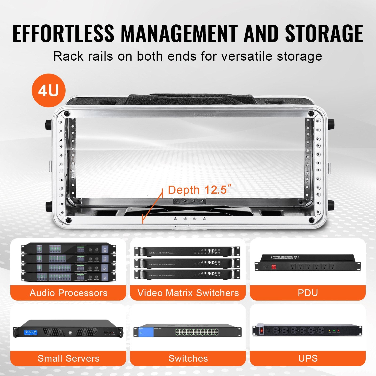 Heavy-Duty 4U Rack Case with Detachable Panels, Secure Butterfly Latches, ABS Build for Servers, Amps, Mixers, and Receivers