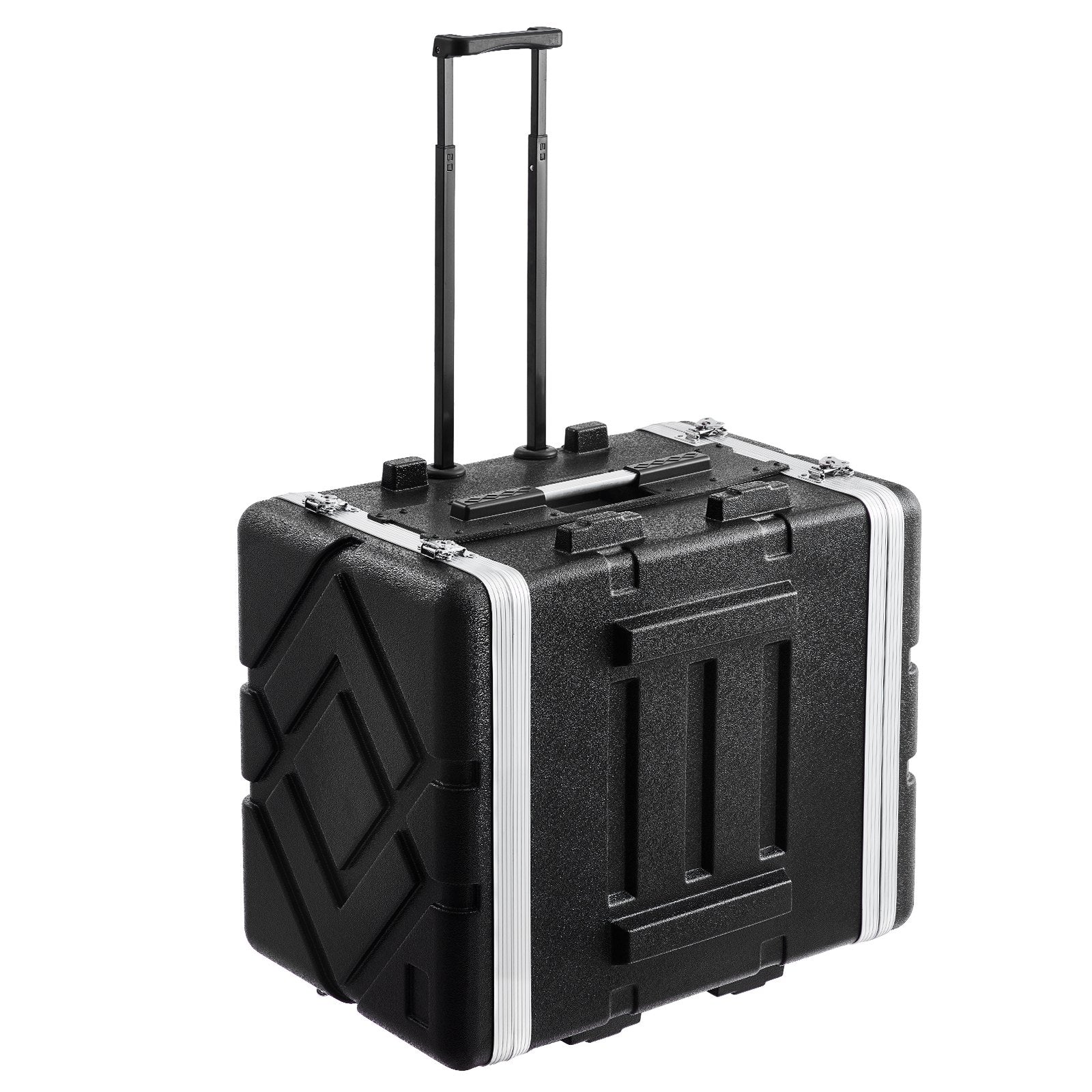 Heavy-Duty 8U Rack Case with ABS Wheels, Secure Butterfly Latches, Detachable Panels for Amps, Mixers, Microphone Receivers, Dust & Water Resistant