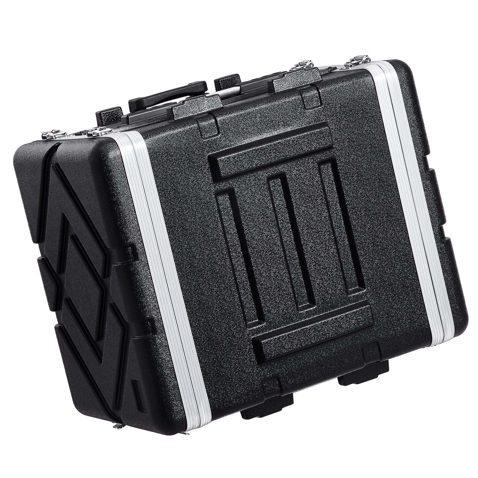 Heavy-Duty 8U Rack Case with ABS Wheels, Secure Butterfly Latches, Detachable Panels for Amps, Mixers, Microphone Receivers, Dust & Water Resistant