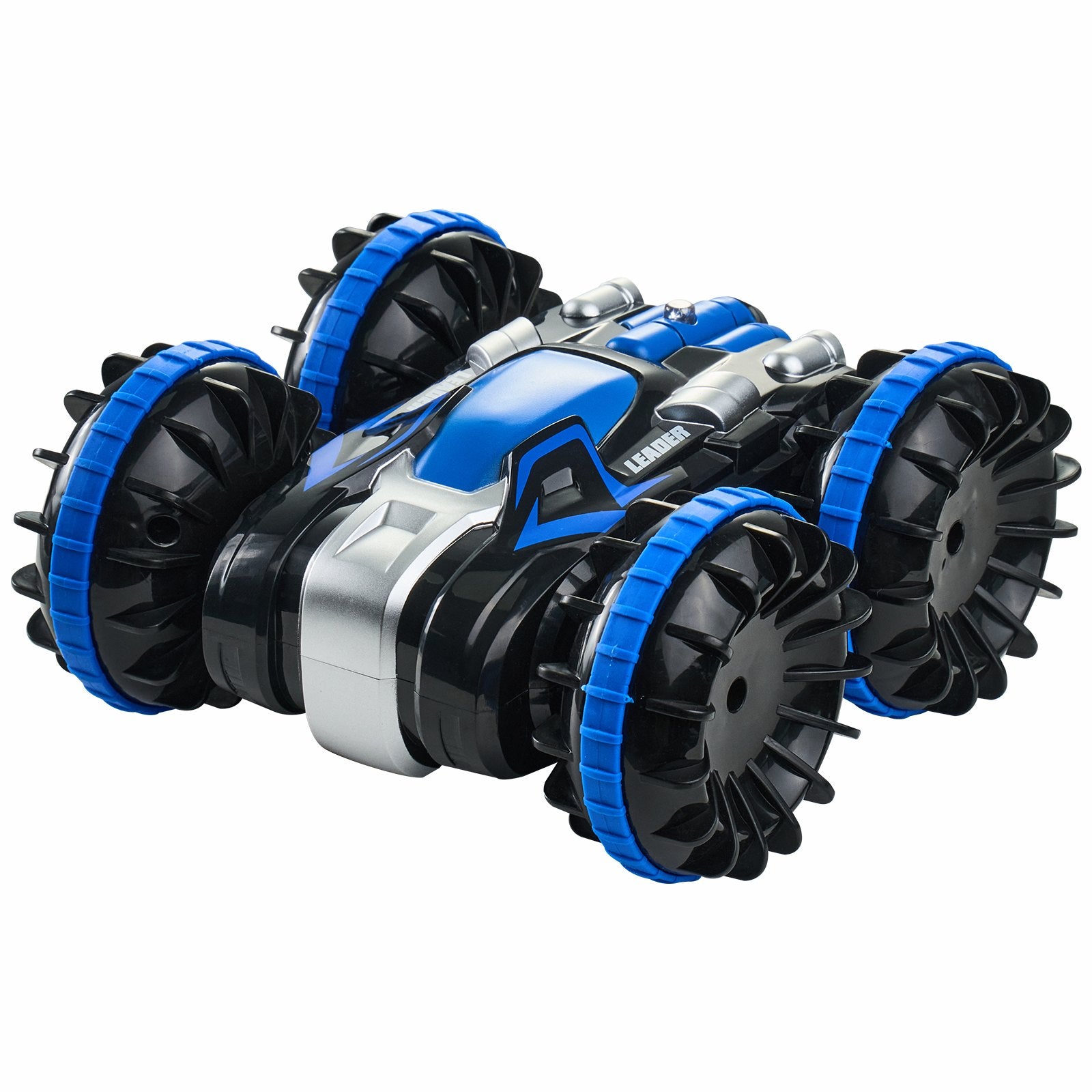 Blue Amphibious RC Car Boat for Kids, 4WD 360° Stunt Vehicle, Waterproof All-Terrain Toy for Beach, Pool, Water, 6+ Year Olds, 12 km/h, 2.4GHz
